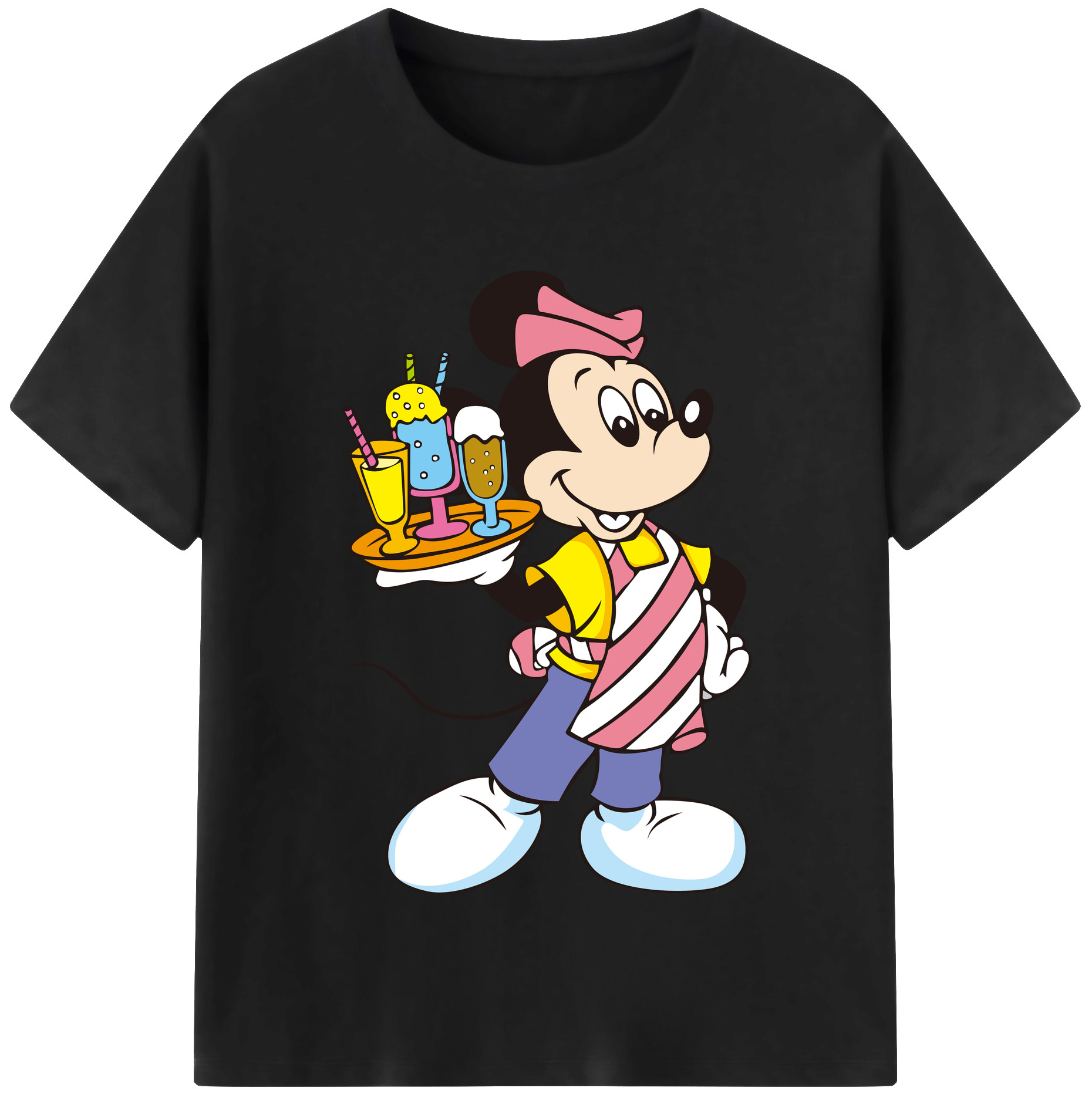 （画像用） ミッキーマウス Mickey Mouse レディースカジュアルプリントTシャツ（綿100％）