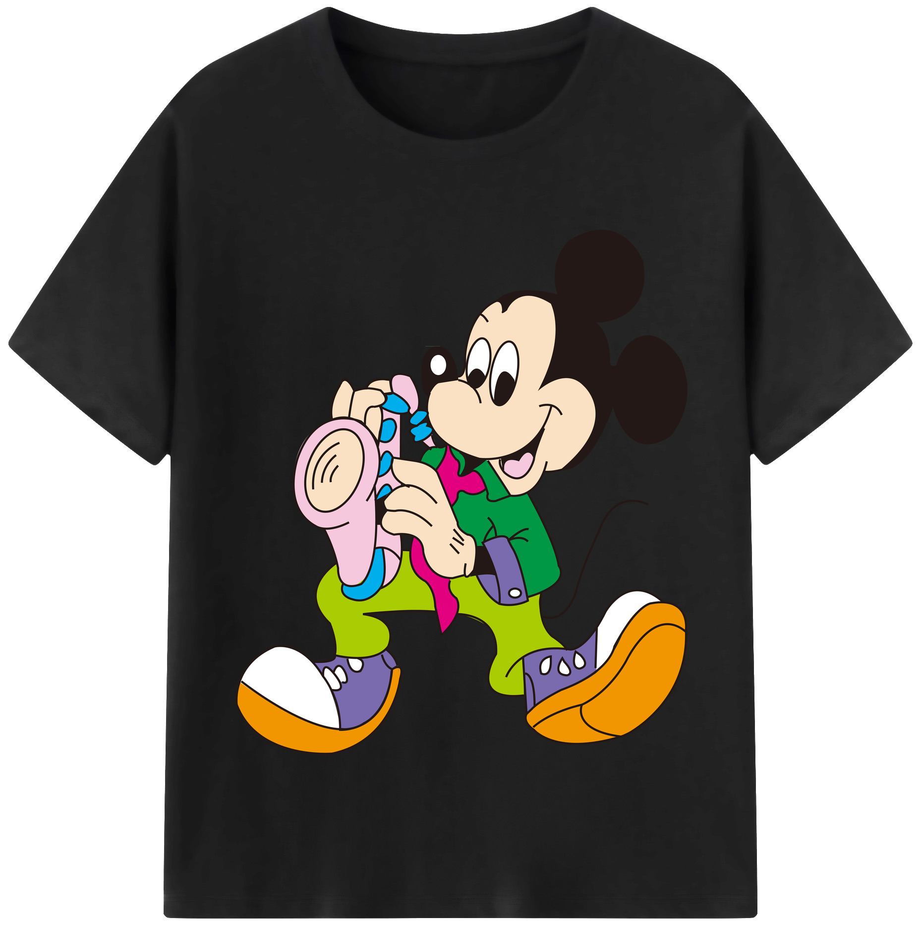 （画像用） ミッキーマウス Mickey Mouse レディースカジュアルプリントTシャツ（綿100％）