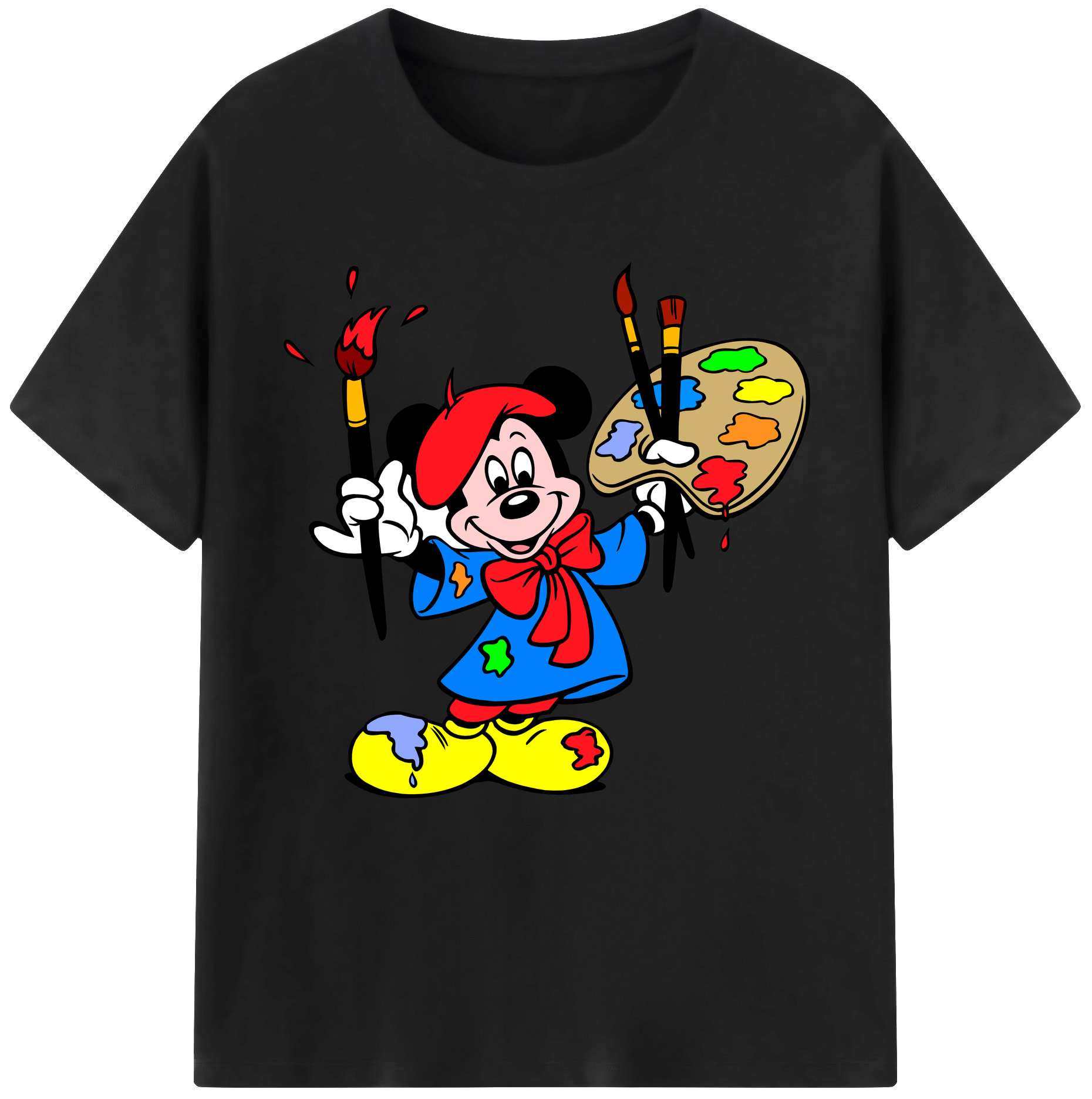 （画像用） ミッキーマウス Mickey Mouse レディースカジュアルプリントTシャツ（綿100％）