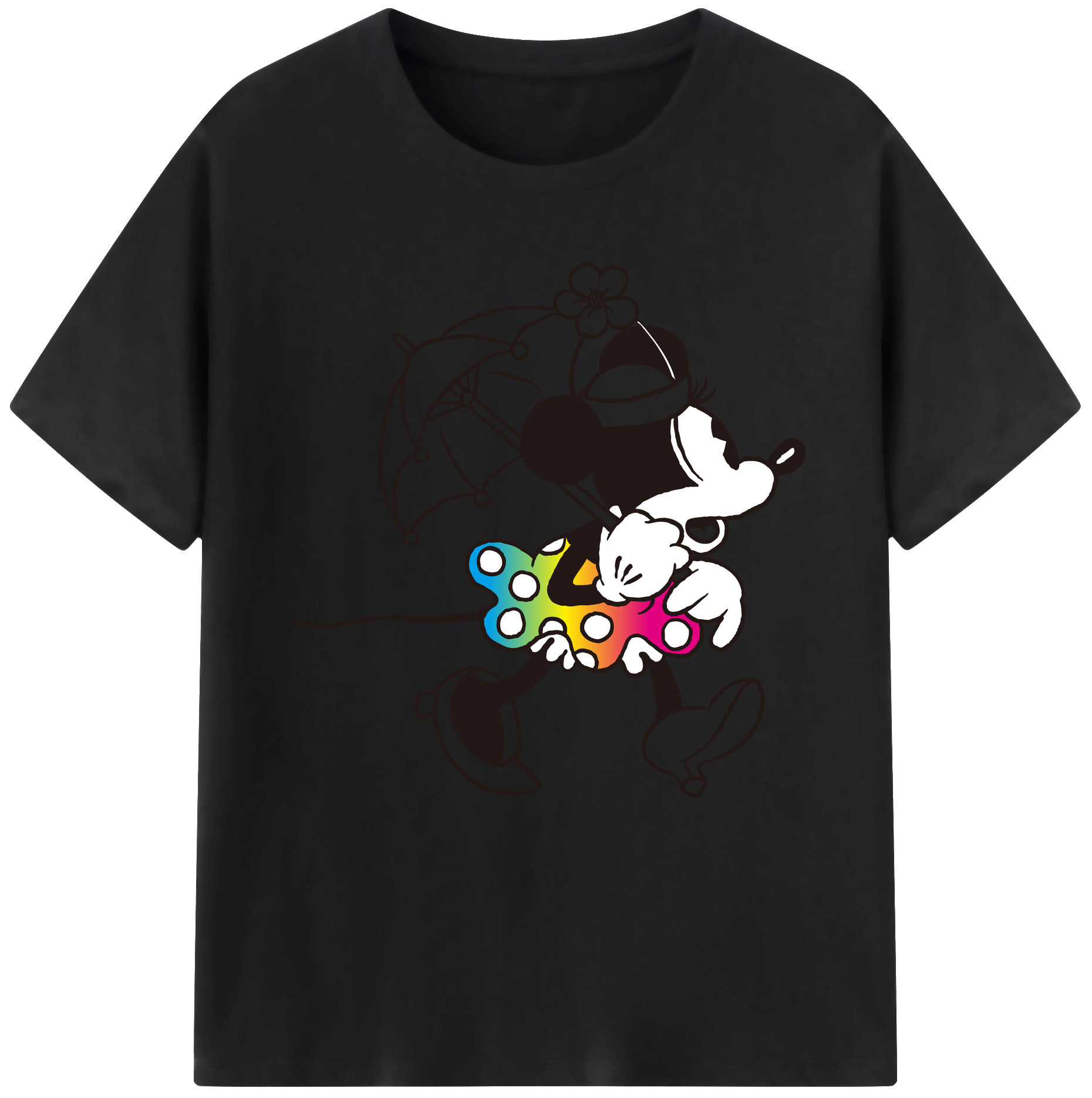（画像用） ミッキーマウス Mickey Mouse レディースカジュアルプリントTシャツ（綿100％）