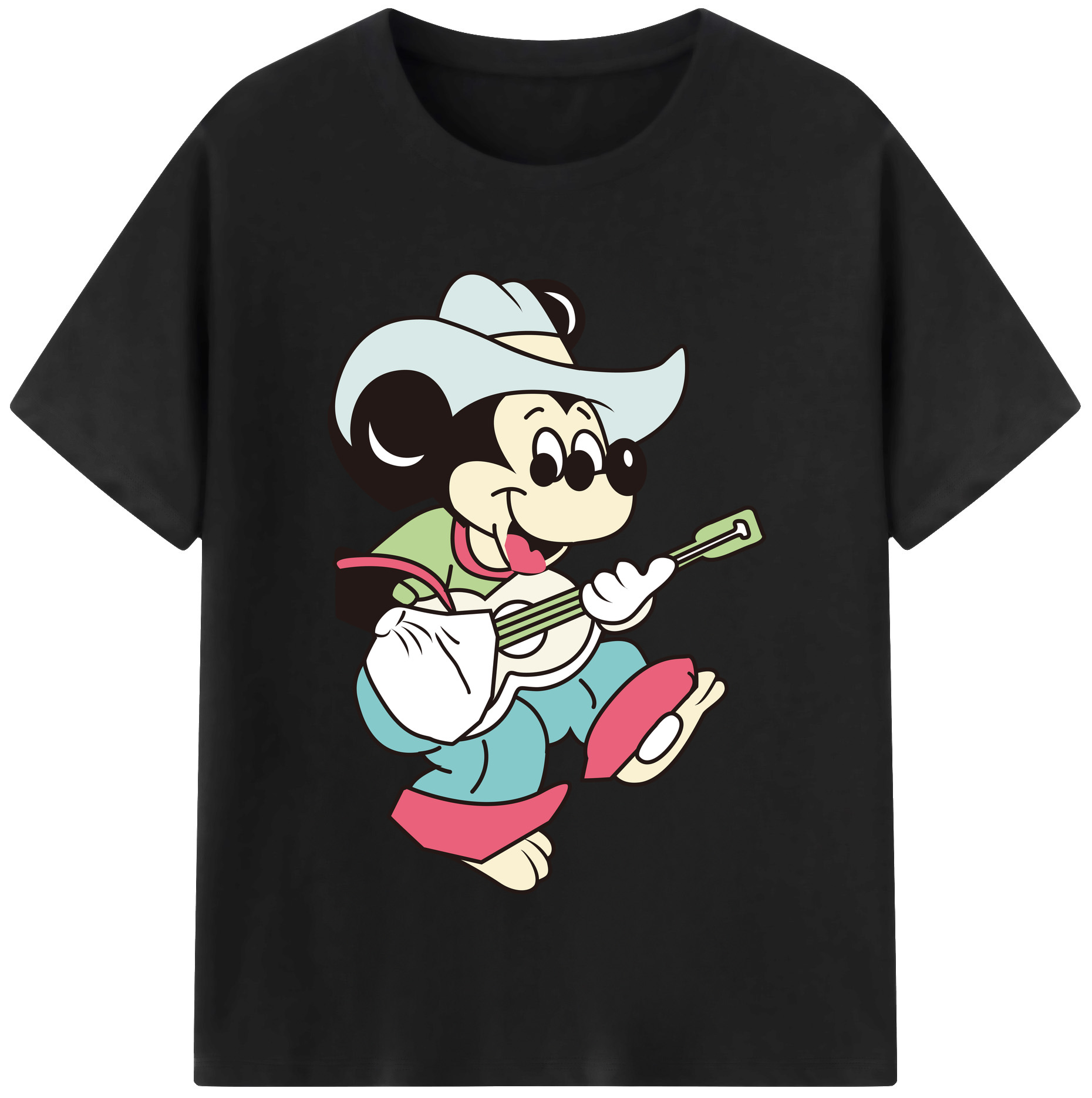（画像用） ミッキーマウス Mickey Mouse レディースカジュアルプリントTシャツ（綿100％）