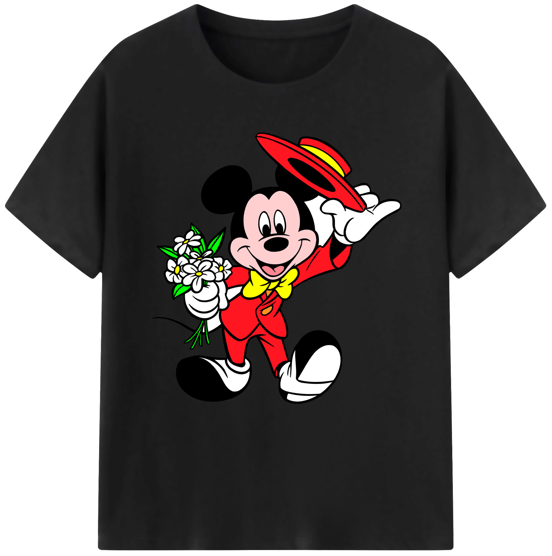 （画像用） ミッキーマウス Mickey Mouse レディースカジュアルプリントTシャツ（綿100％）