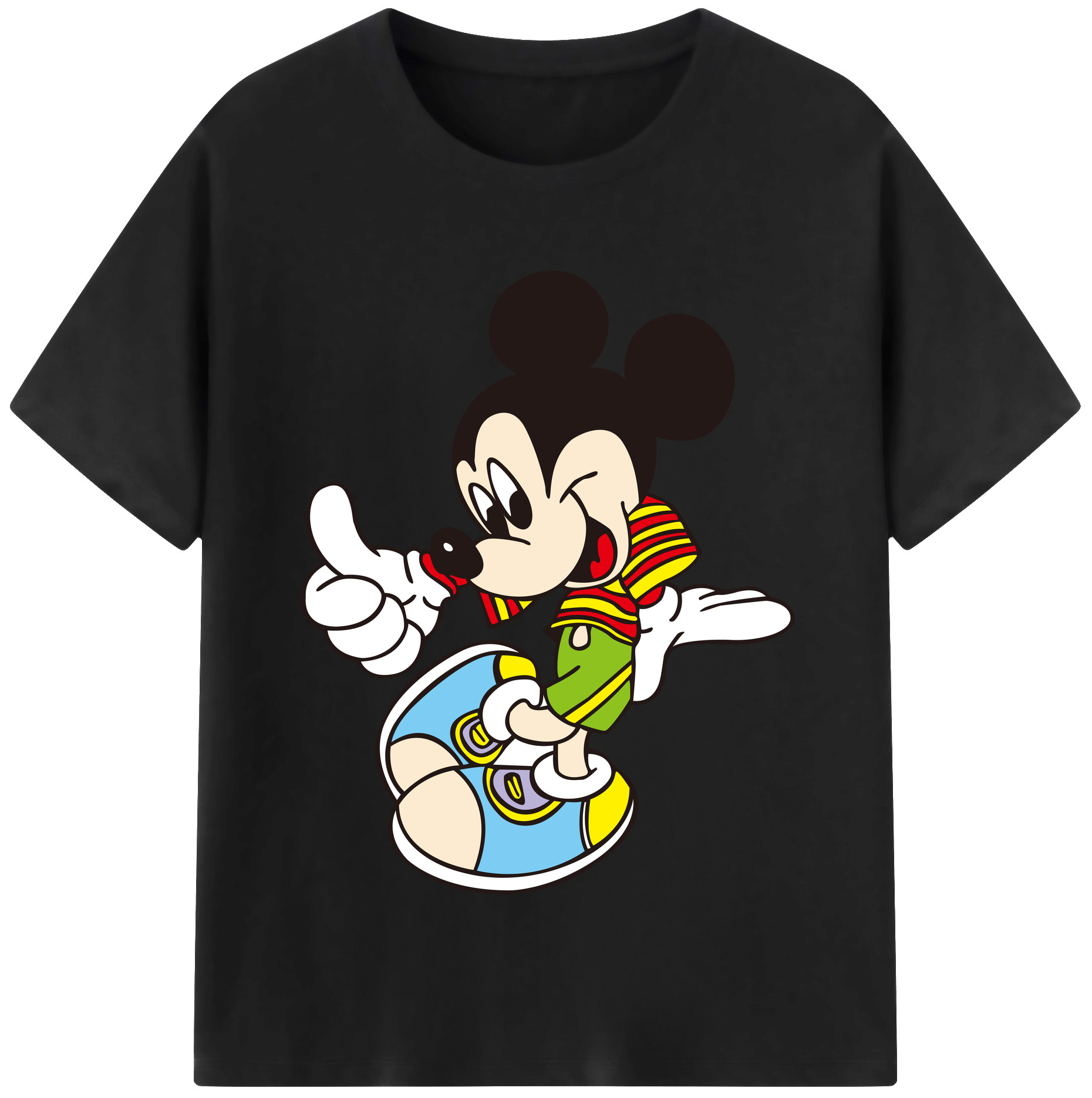（画像用） ミッキーマウス Mickey Mouse レディースカジュアルプリントTシャツ（綿100％）
