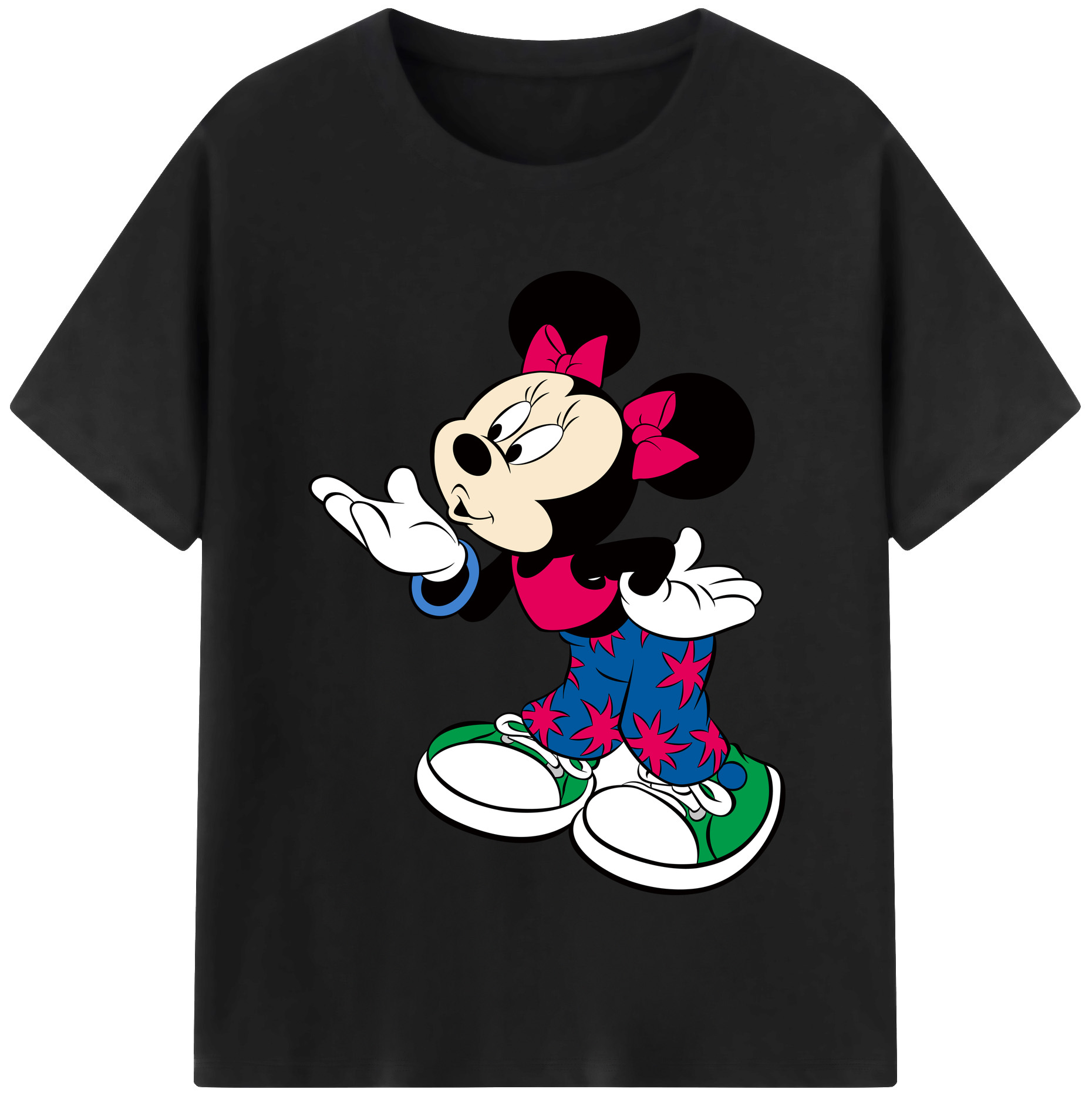 （画像用） ミッキーマウス Mickey Mouse レディースカジュアルプリントTシャツ（綿100％）