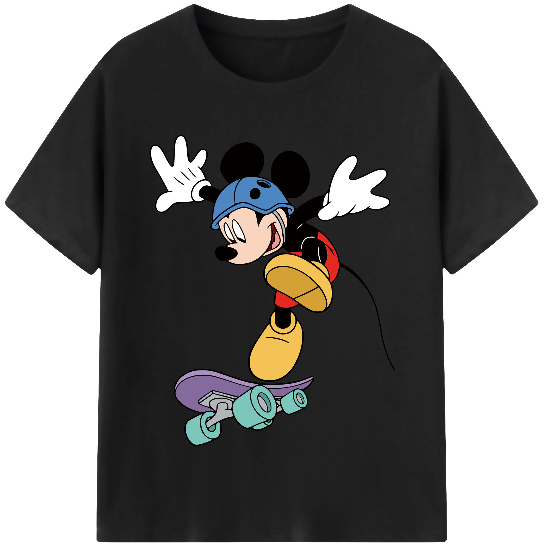 （画像用） ミッキーマウス Mickey Mouse レディースカジュアルプリントTシャツ（綿100％）