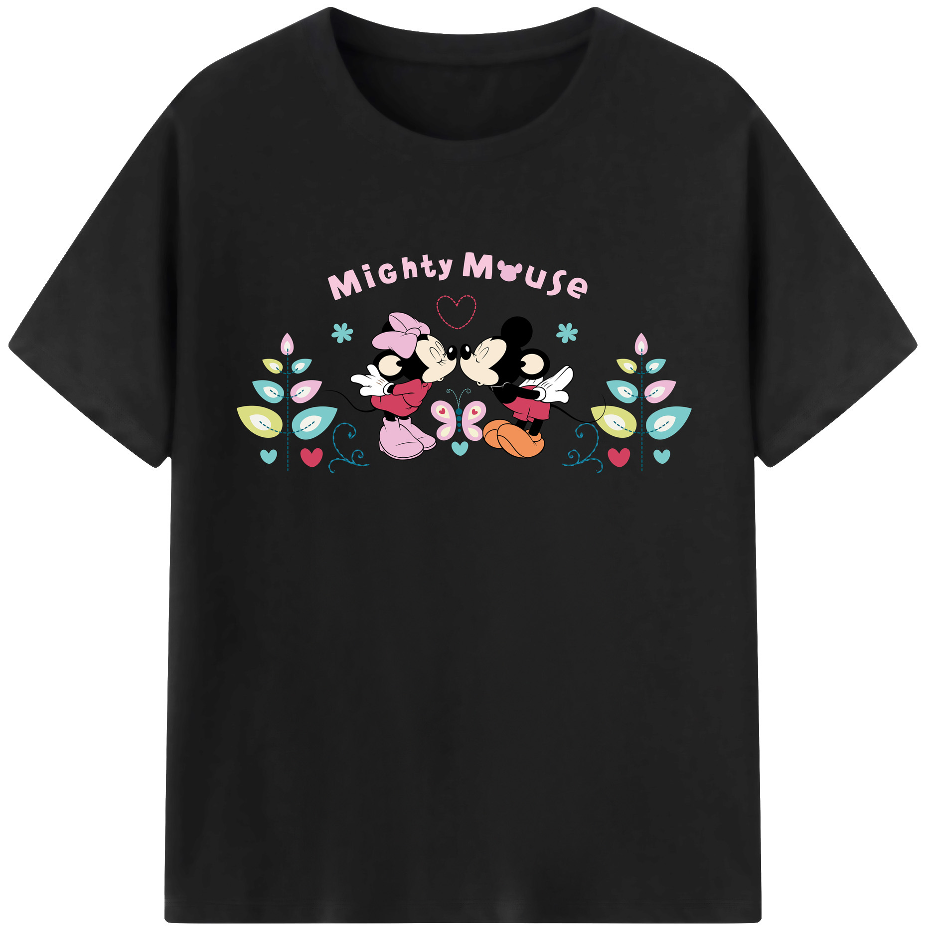 （画像用） ミッキーマウス Mickey Mouse レディースカジュアルプリントTシャツ（綿100％）