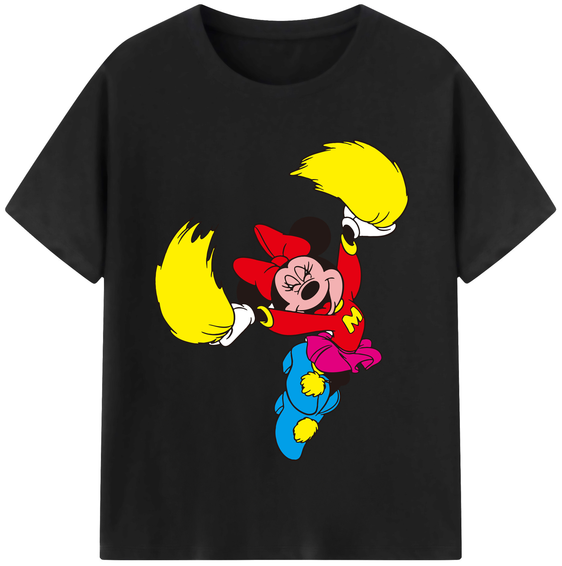 （画像用） ミッキーマウス Mickey Mouse レディースカジュアルプリントTシャツ（綿100％）