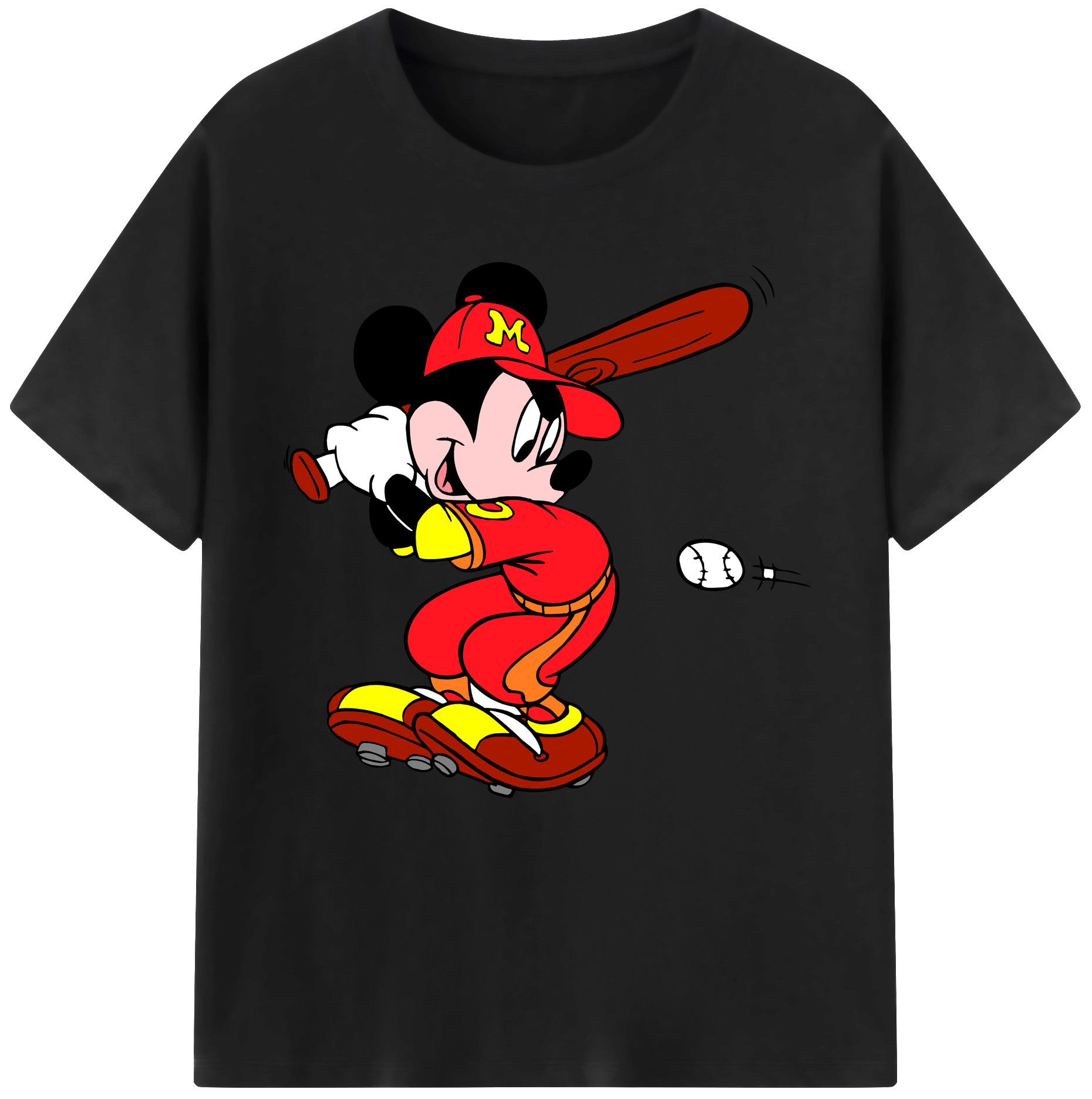 （画像用） ミッキーマウス Mickey Mouse レディースカジュアルプリントTシャツ（綿100％）