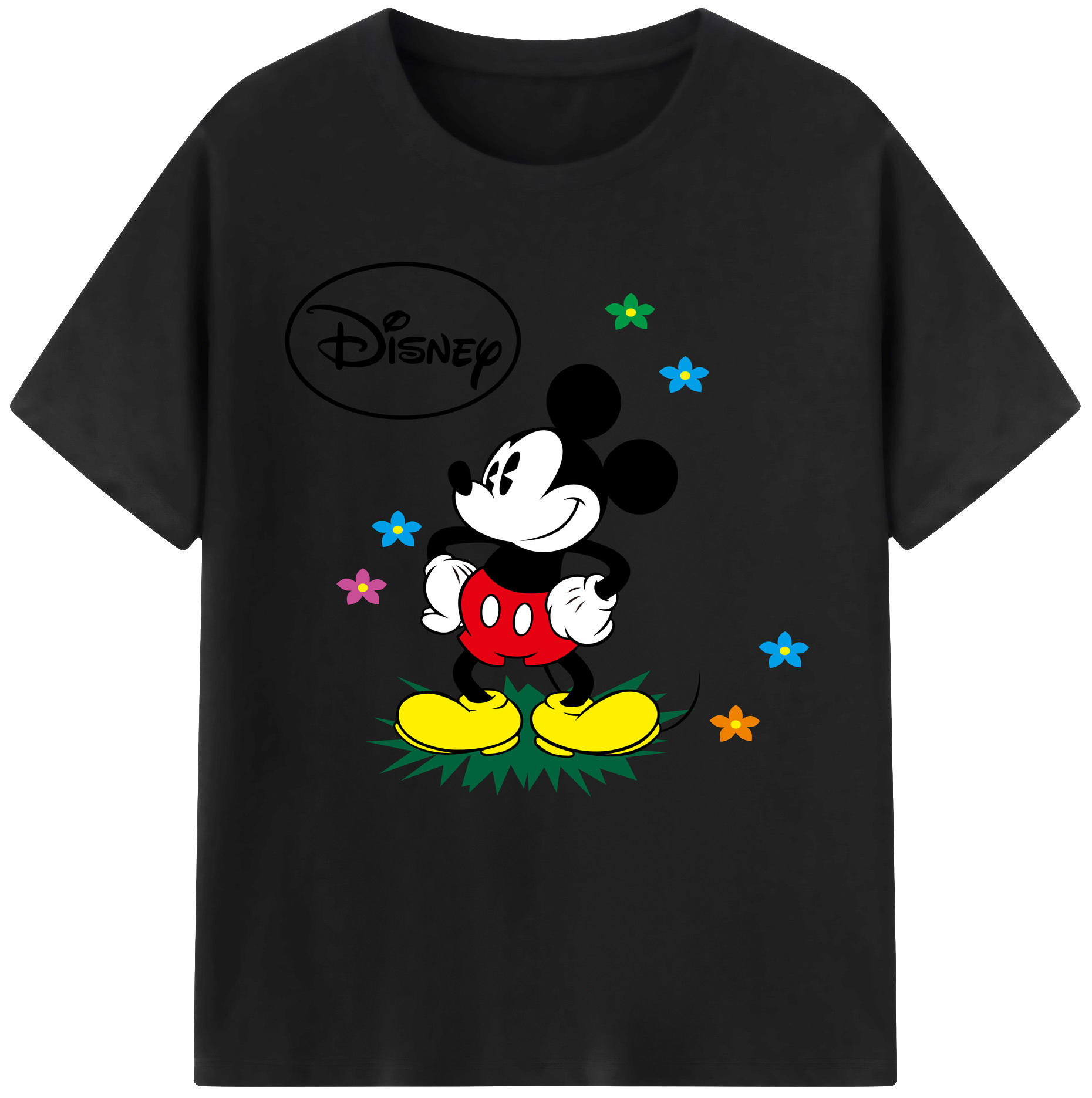 （画像用） ミッキーマウス Mickey Mouse レディースカジュアルプリントTシャツ（綿100％）