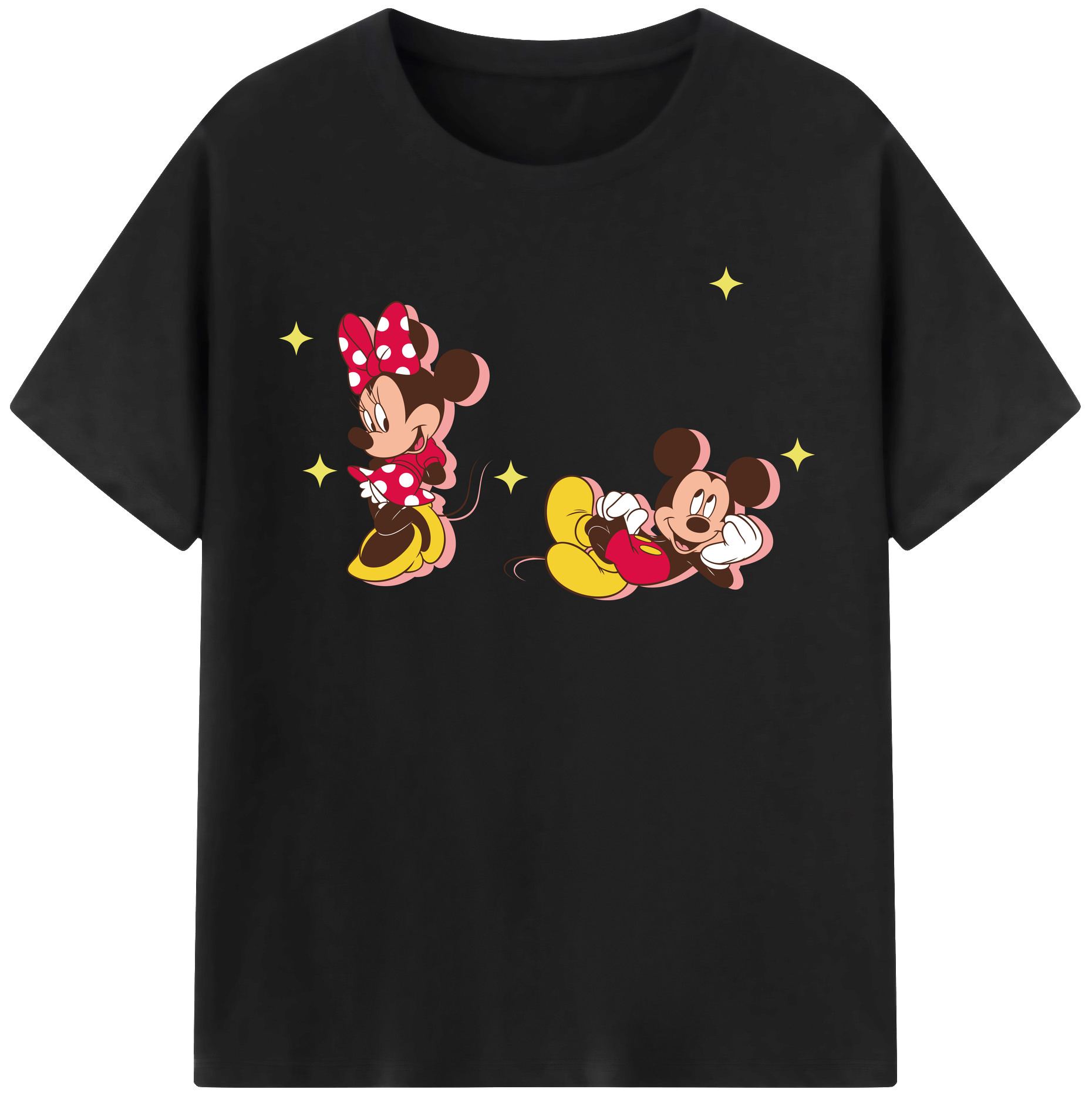 （画像用） ミッキーマウス Mickey Mouse レディースカジュアルプリントTシャツ（綿100％）