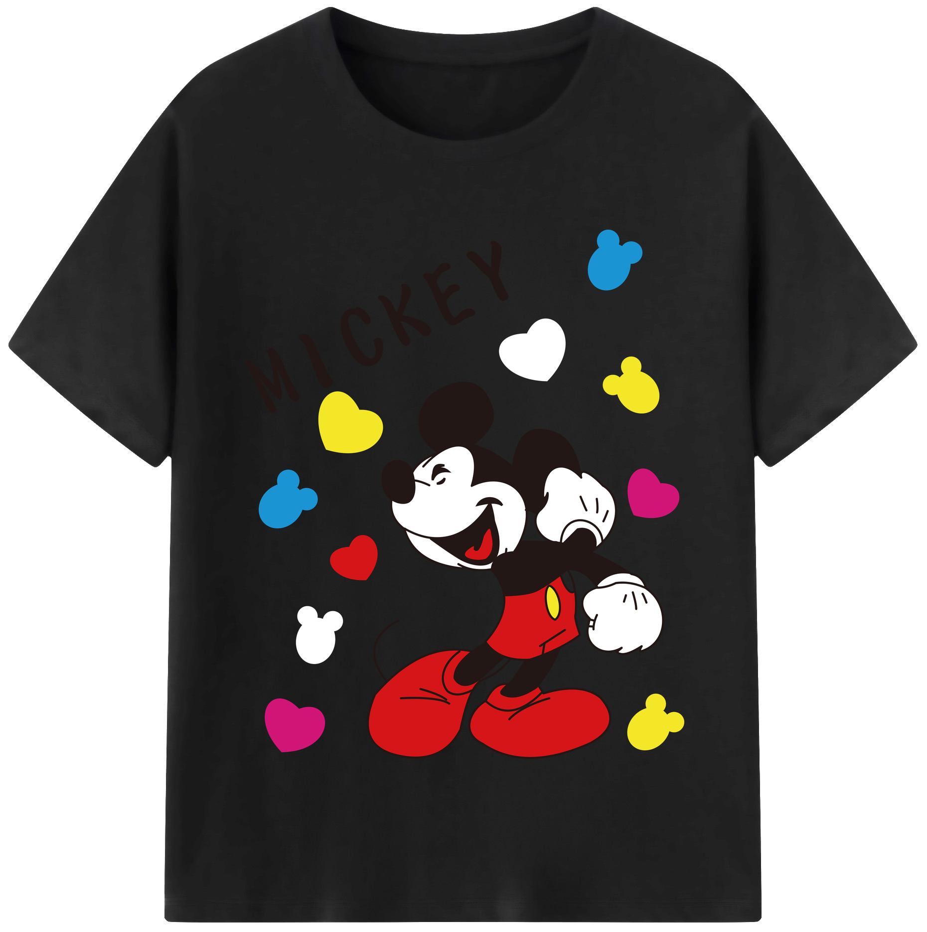 （画像用） ミッキーマウス Mickey Mouse レディースカジュアルプリントTシャツ（綿100％）