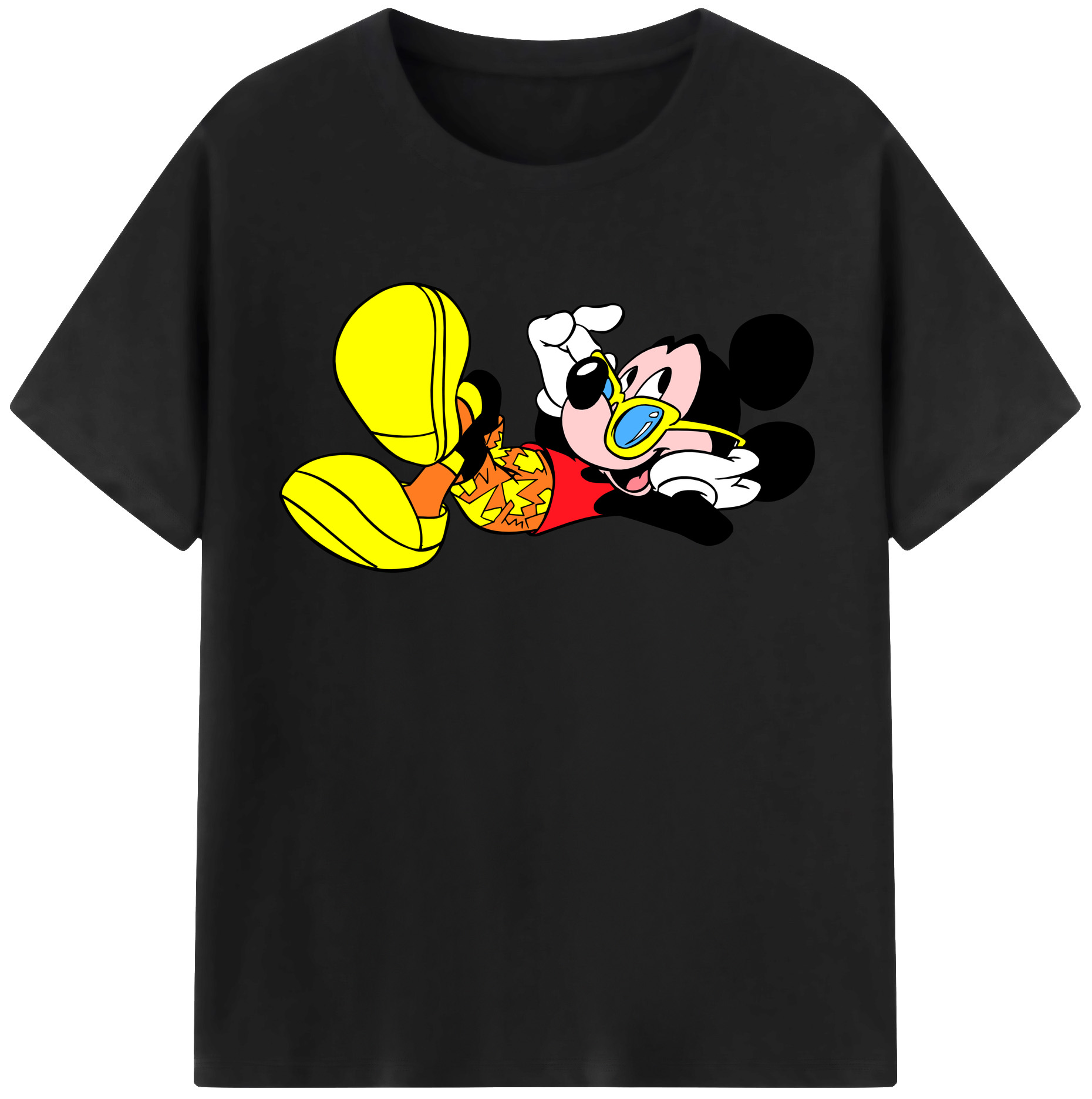 （画像用） ミッキーマウス Mickey Mouse レディースカジュアルプリントTシャツ（綿100％）