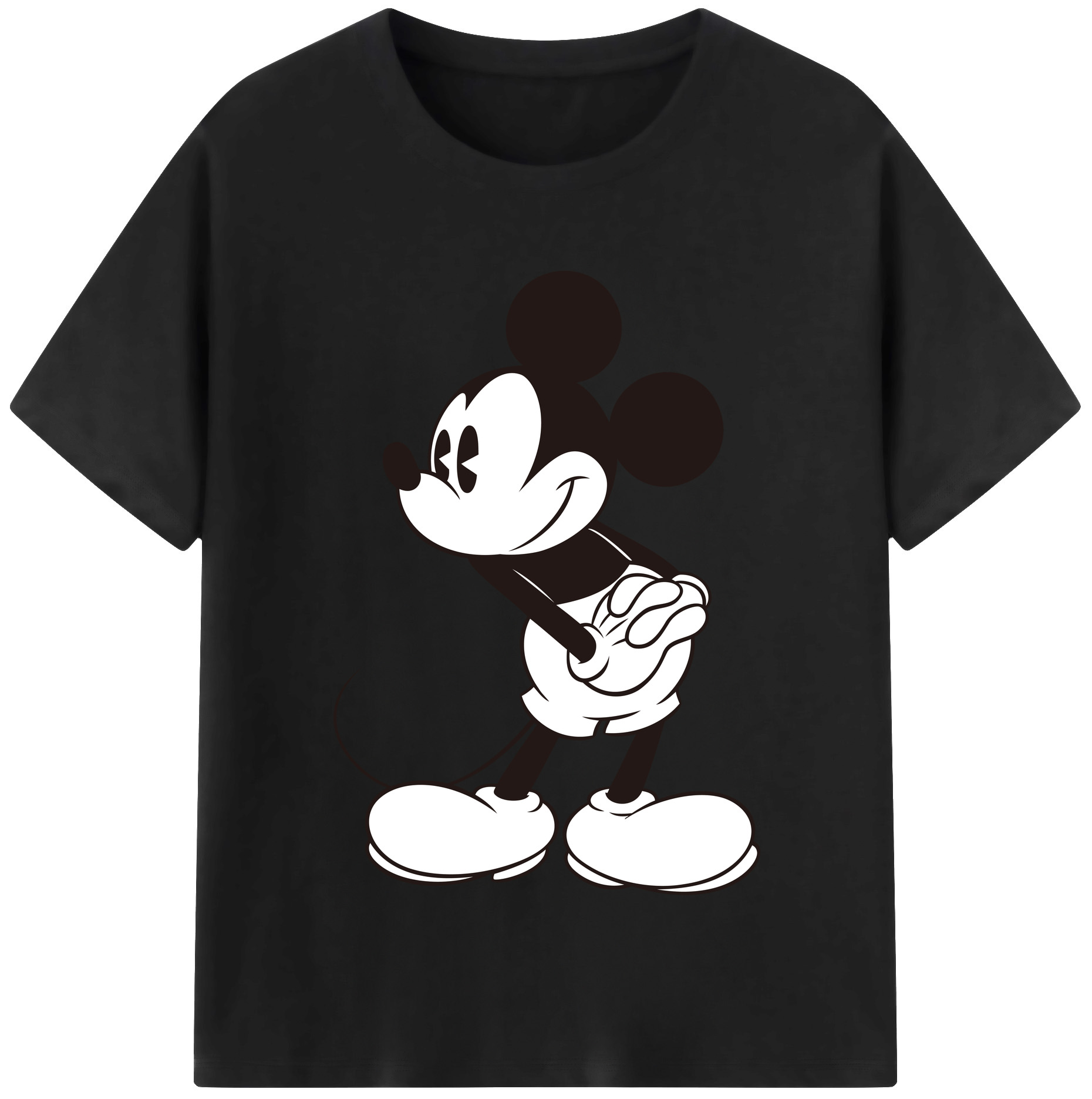 （画像用） ミッキーマウス Mickey Mouse レディースカジュアルプリントTシャツ（綿100％）