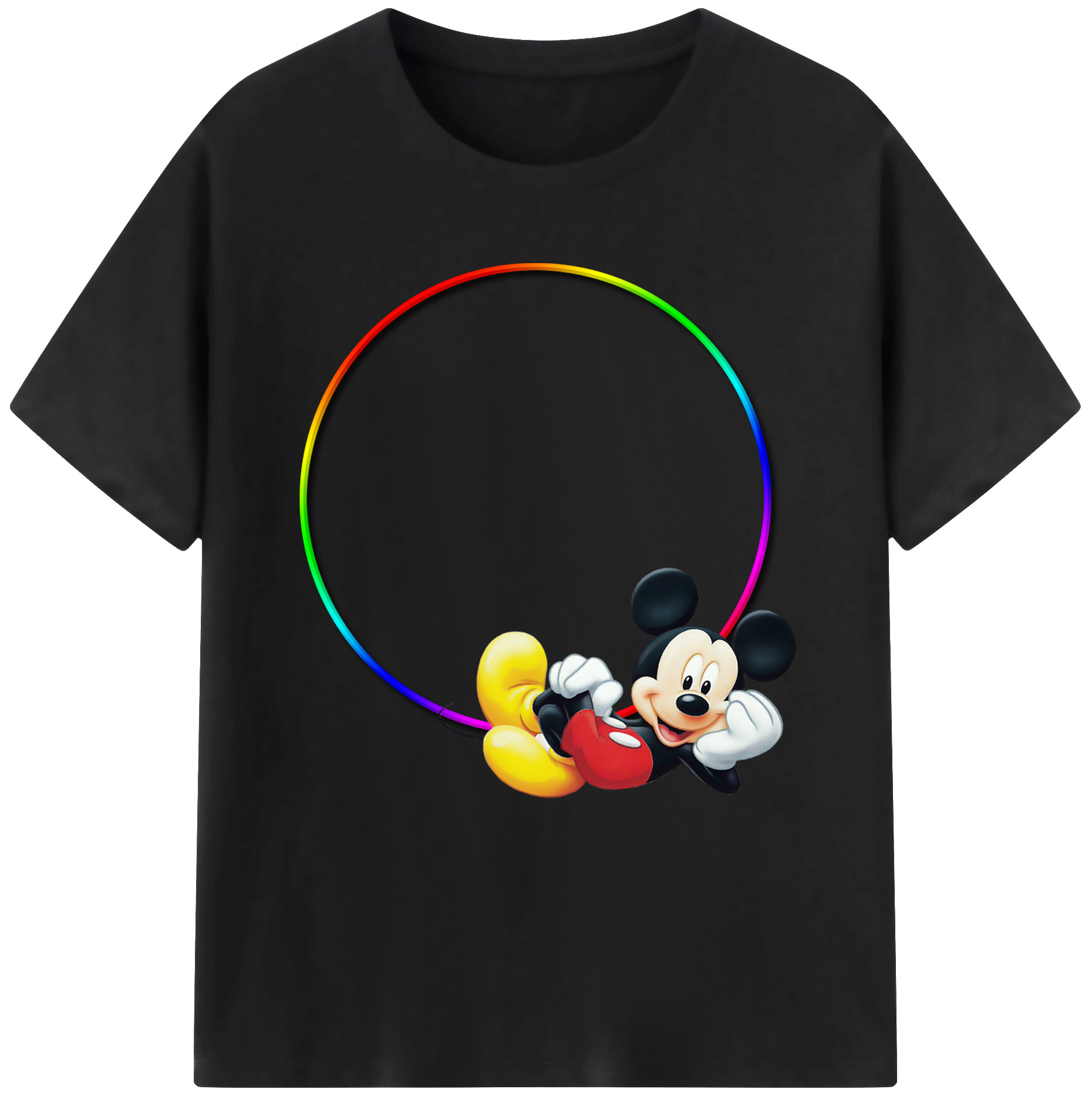 （画像用） ミッキーマウス Mickey Mouse レディースカジュアルプリントTシャツ（綿100％）