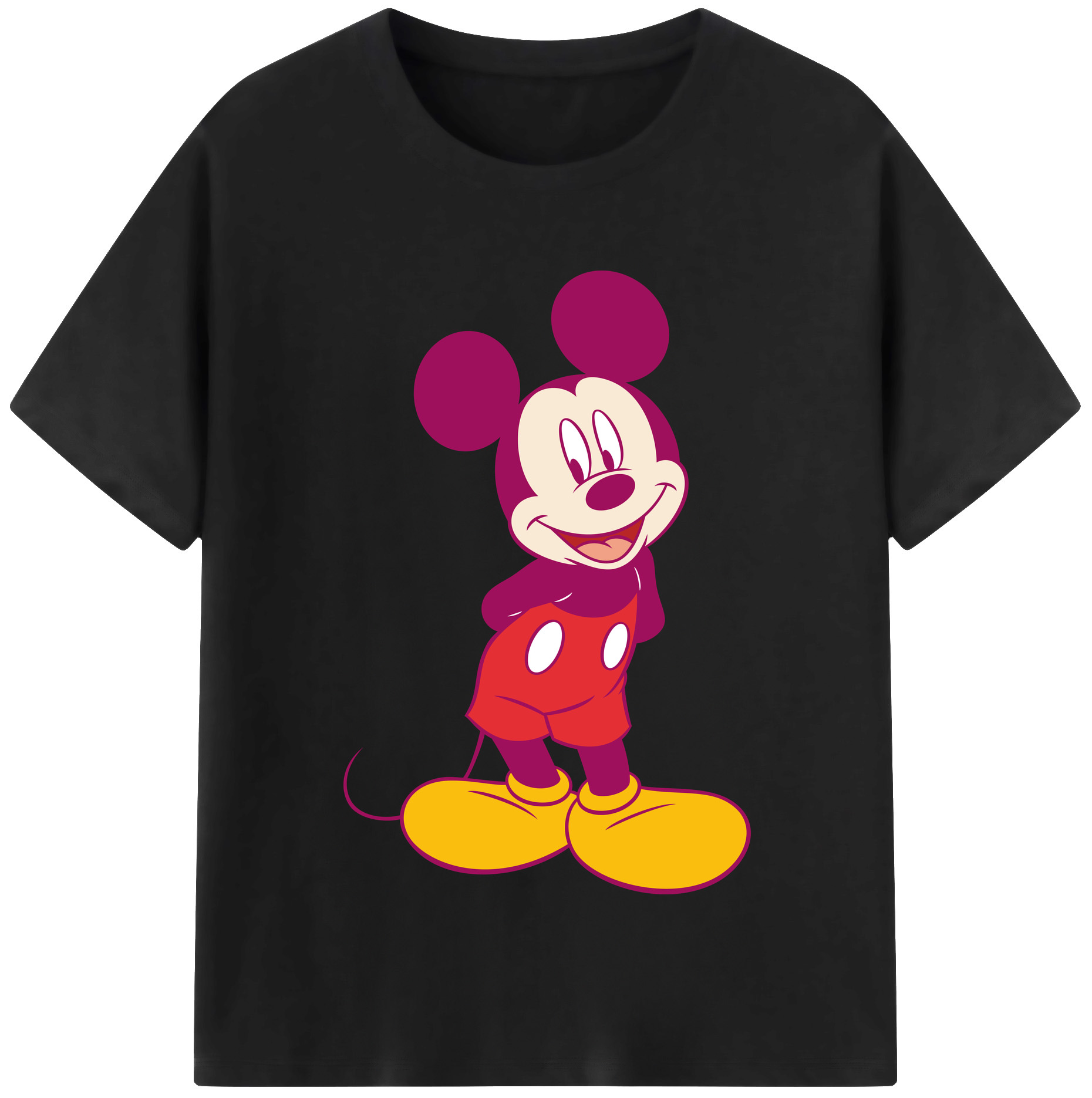 （画像用） ミッキーマウス Mickey Mouse レディースカジュアルプリントTシャツ（綿100％）