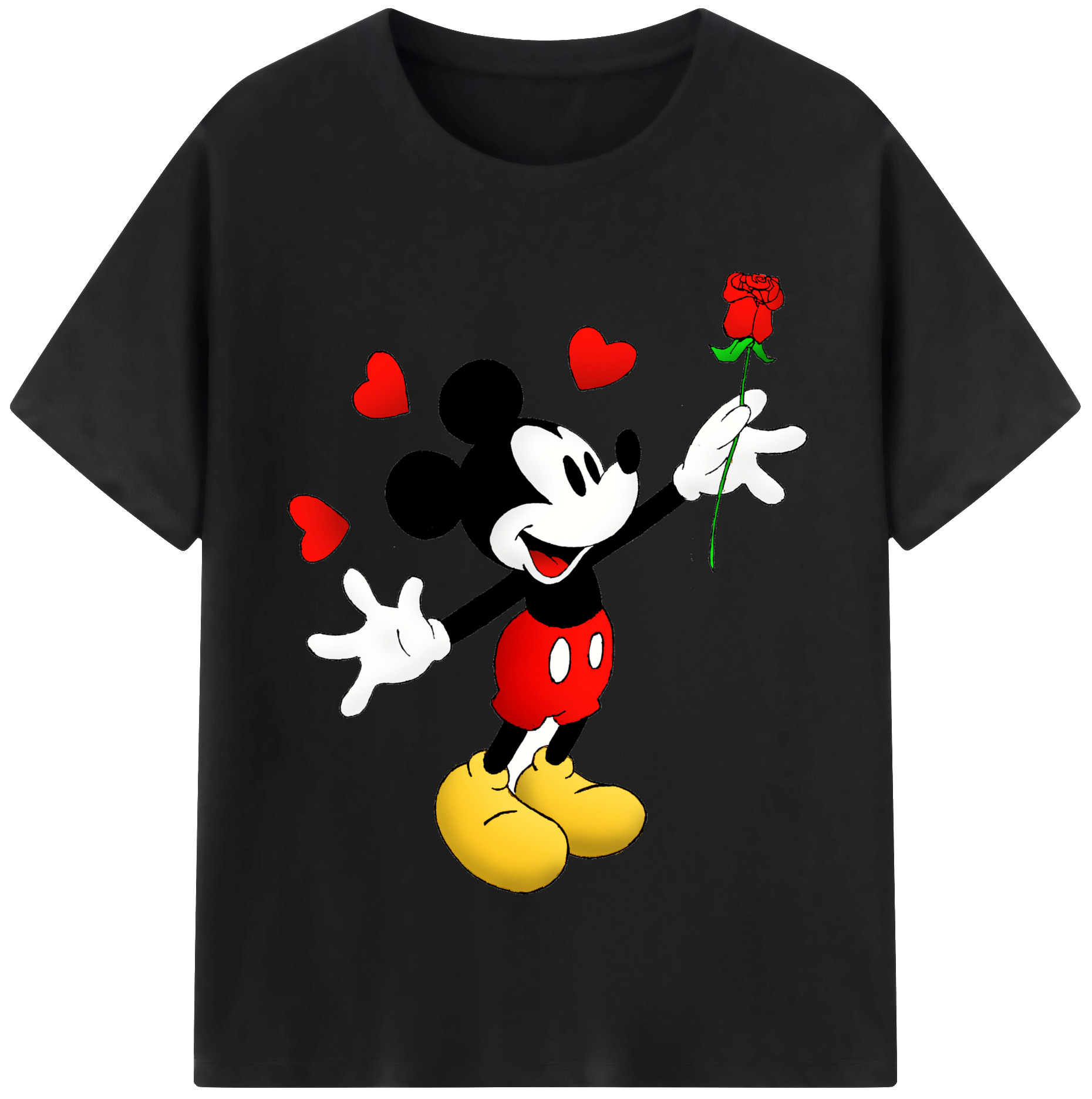 （画像用） ミッキーマウス Mickey Mouse レディースカジュアルプリントTシャツ（綿100％）
