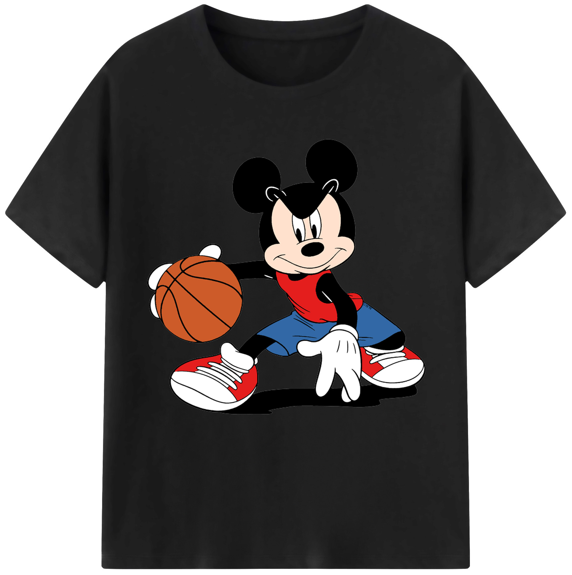 （画像用） ミッキーマウス Mickey Mouse レディースカジュアルプリントTシャツ（綿100％）