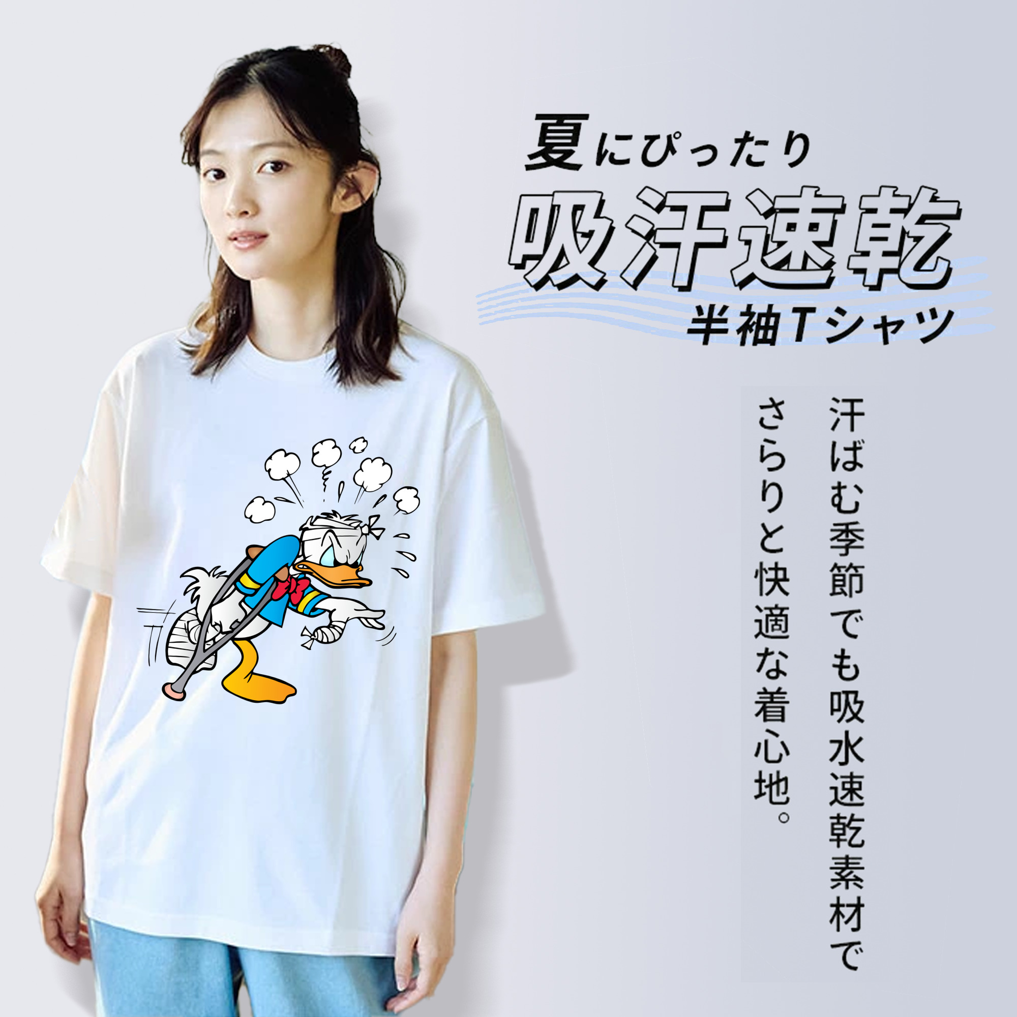 ミッキーマウス Mickey Mouse レディースカジュアルプリントTシャツ（綿100％）