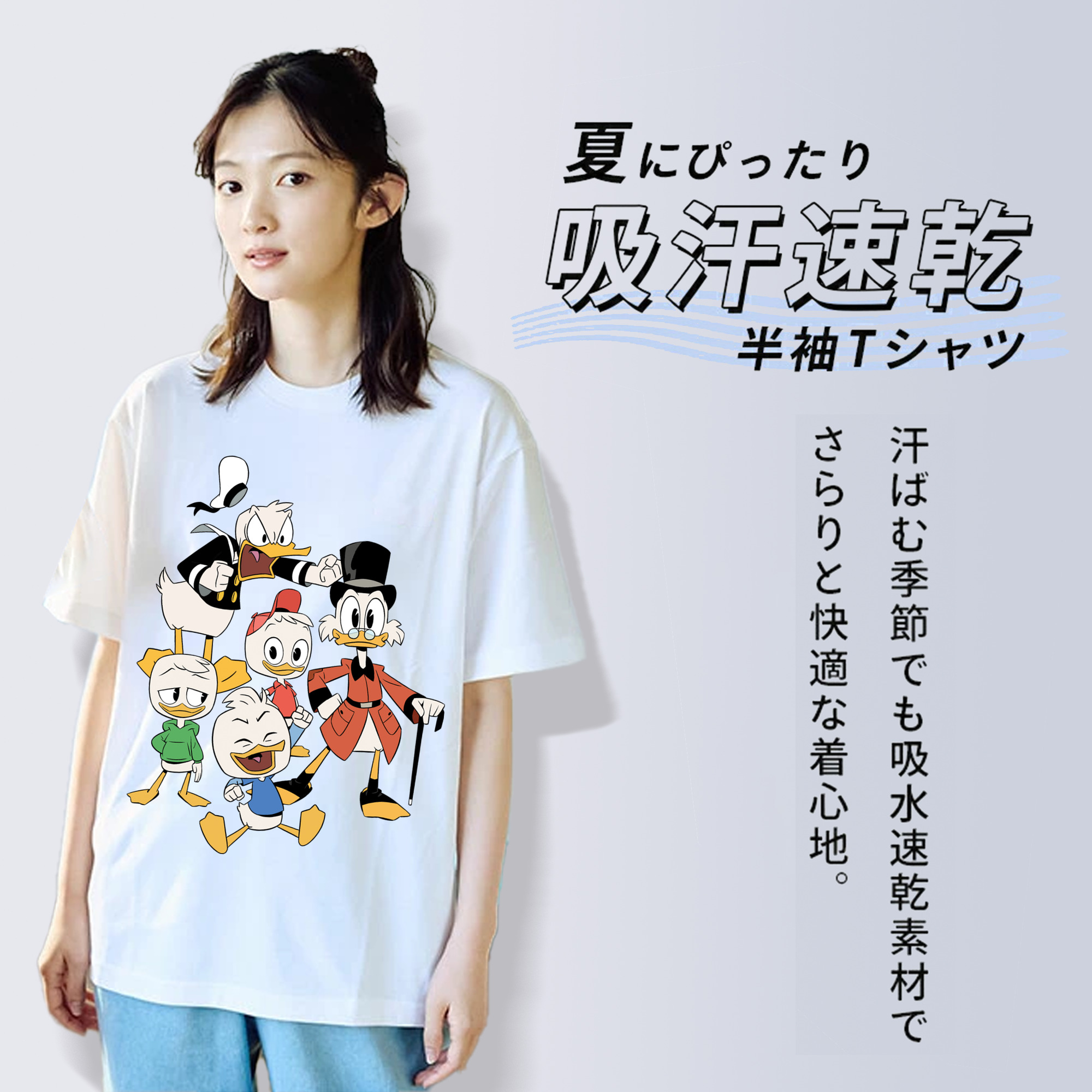 ミッキーマウス Mickey Mouse レディースカジュアルプリントTシャツ（綿100％）
