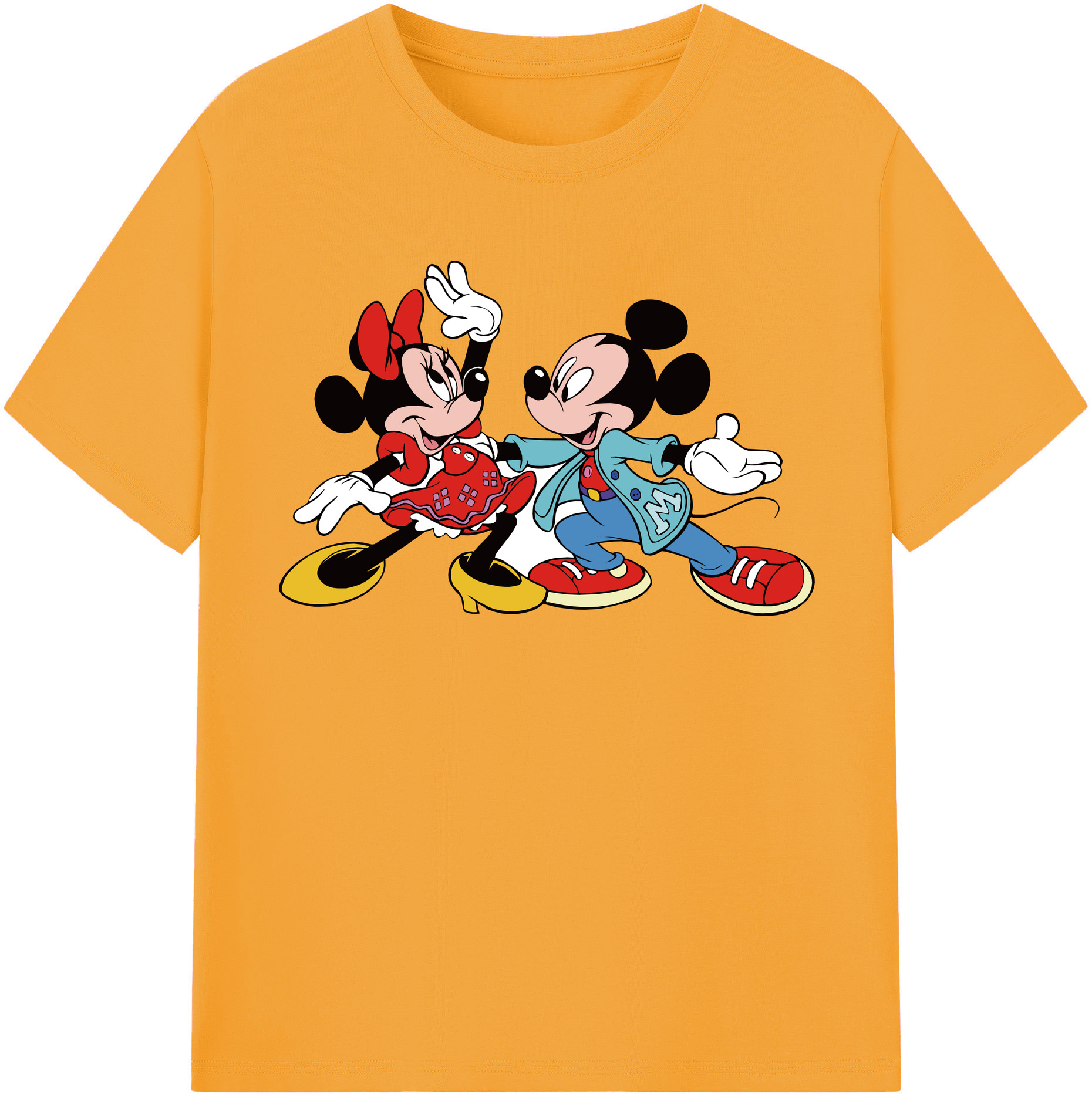 （画像用） ミッキーマウス Mickey Mouse レディースカジュアルプリントTシャツ（綿100％）
