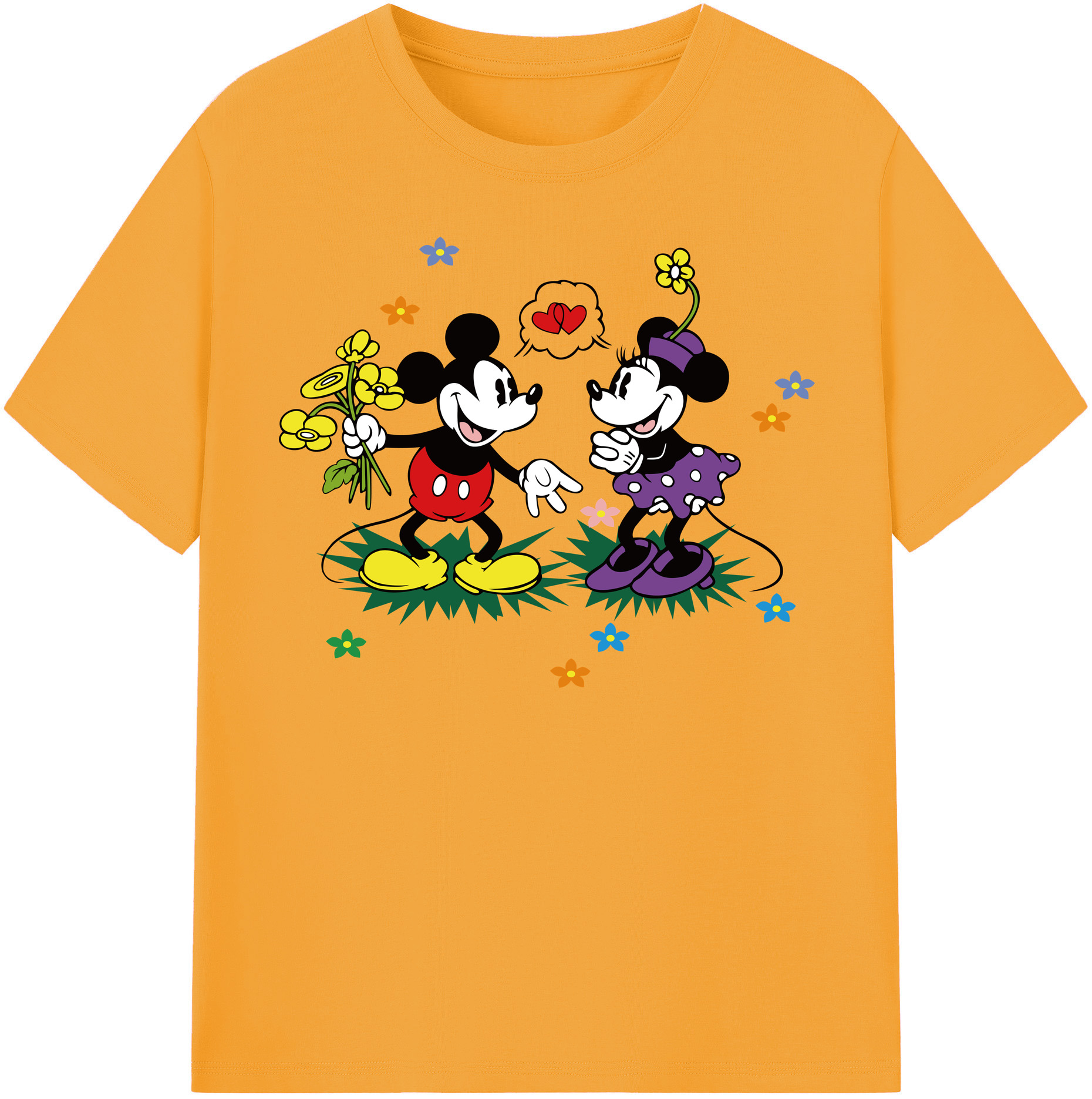 （画像用） ミッキーマウス Mickey Mouse レディースカジュアルプリントTシャツ（綿100％）
