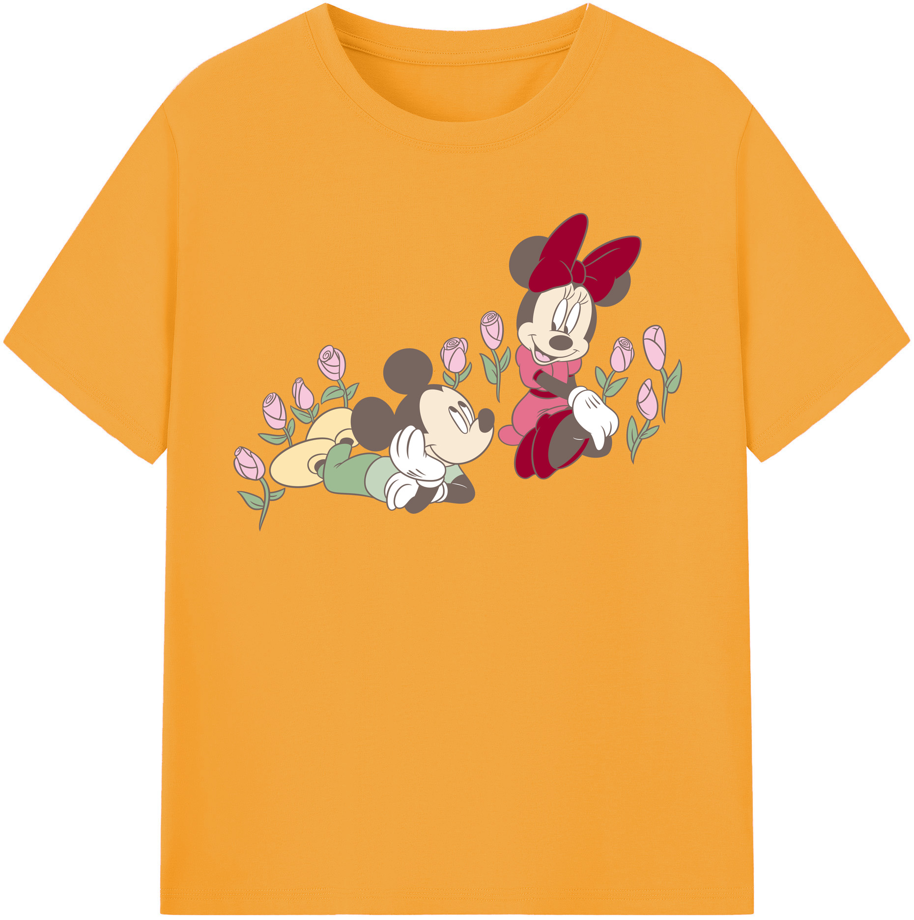 （画像用） ミッキーマウス Mickey Mouse レディースカジュアルプリントTシャツ（綿100％）