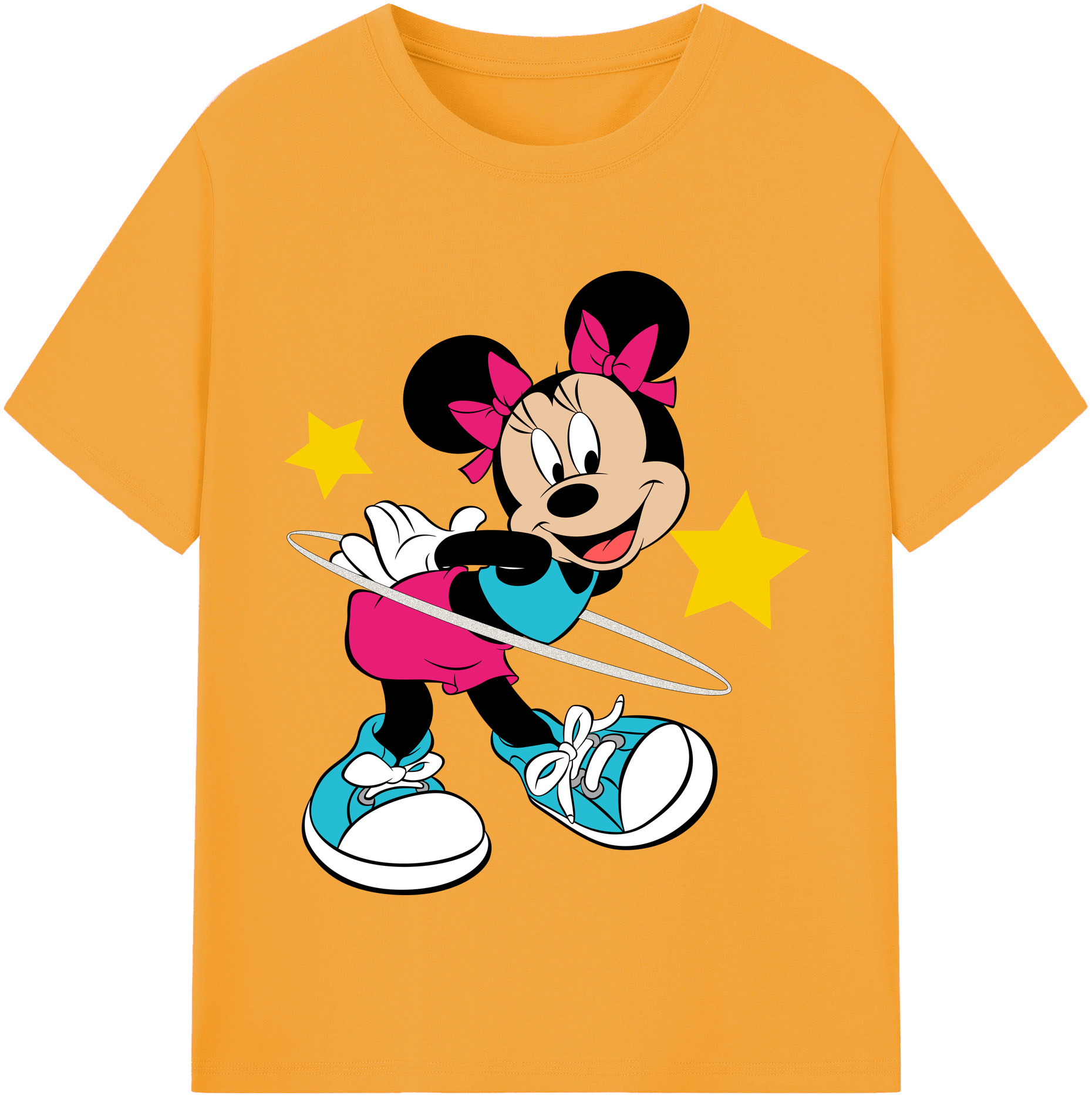 （画像用） ミッキーマウス Mickey Mouse レディースカジュアルプリントTシャツ（綿100％）