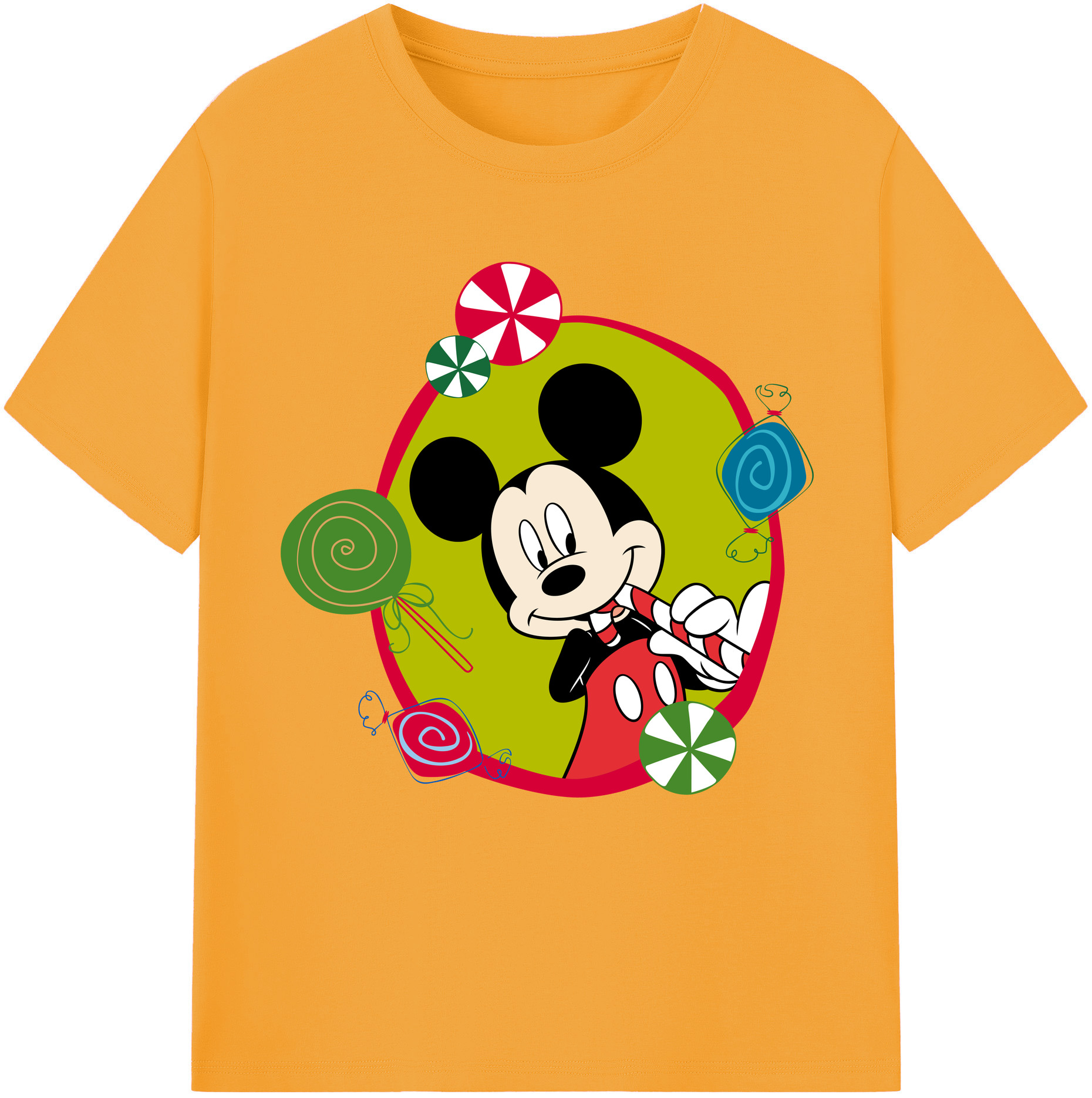 （画像用） ミッキーマウス Mickey Mouse レディースカジュアルプリントTシャツ（綿100％）
