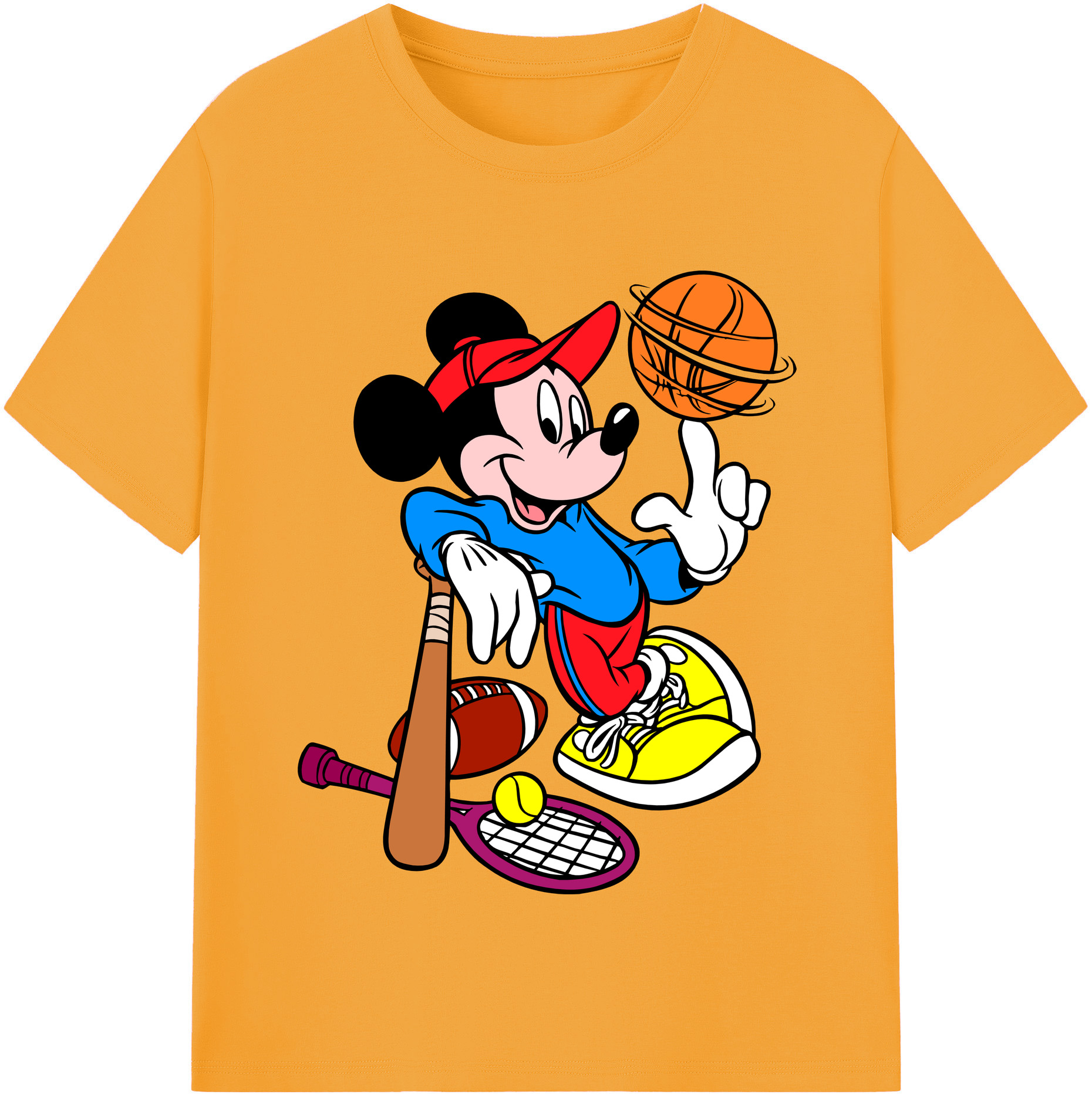 （画像用） ミッキーマウス Mickey Mouse レディースカジュアルプリントTシャツ（綿100％）