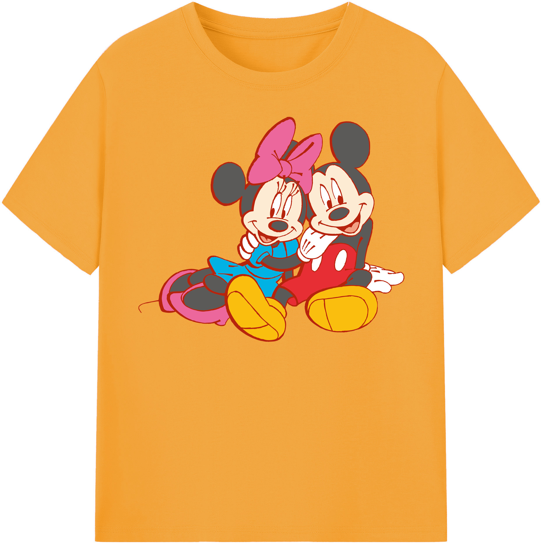 （画像用） ミッキーマウス Mickey Mouse レディースカジュアルプリントTシャツ（綿100％）