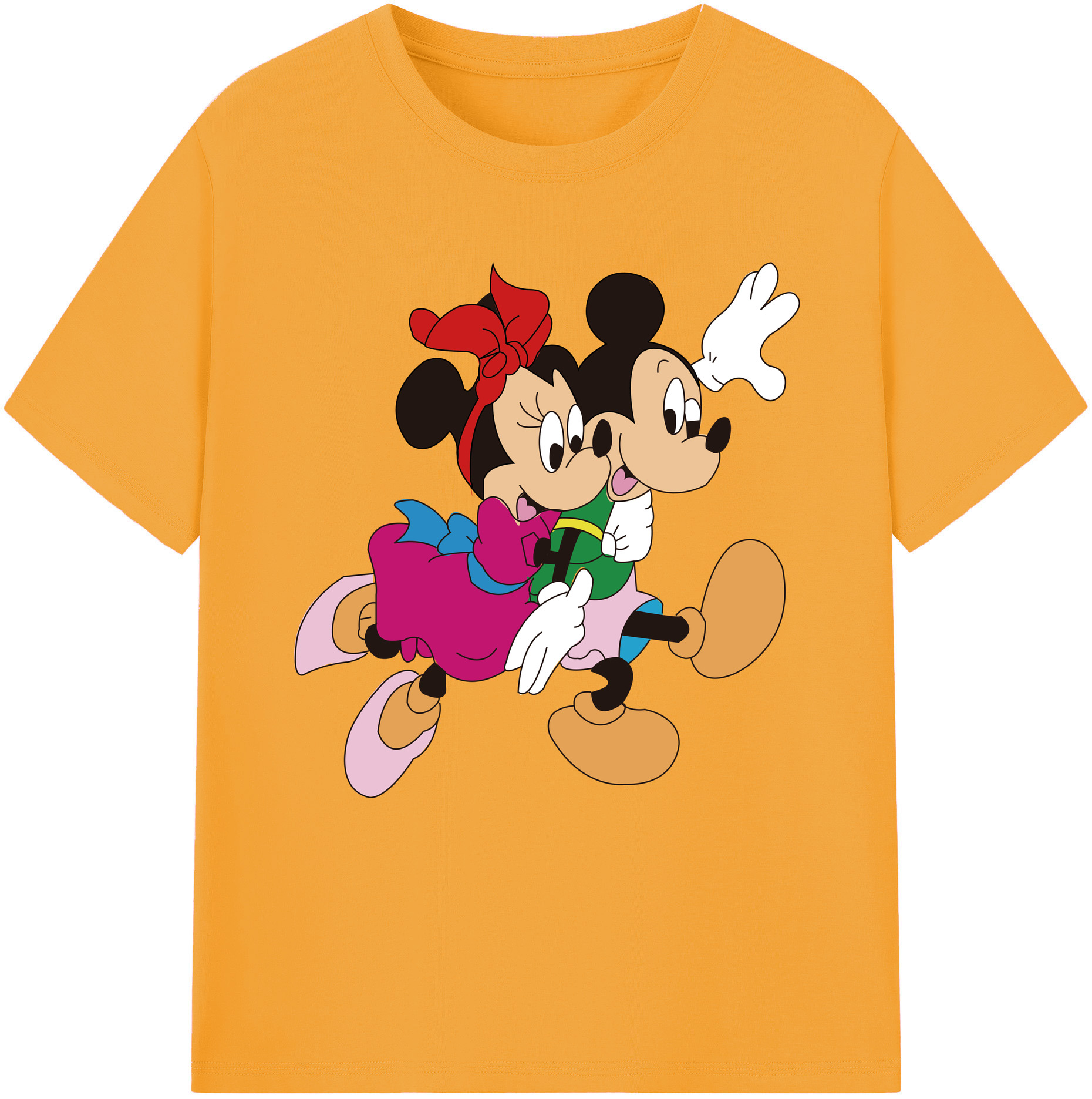 （画像用） ミッキーマウス Mickey Mouse レディースカジュアルプリントTシャツ（綿100％）