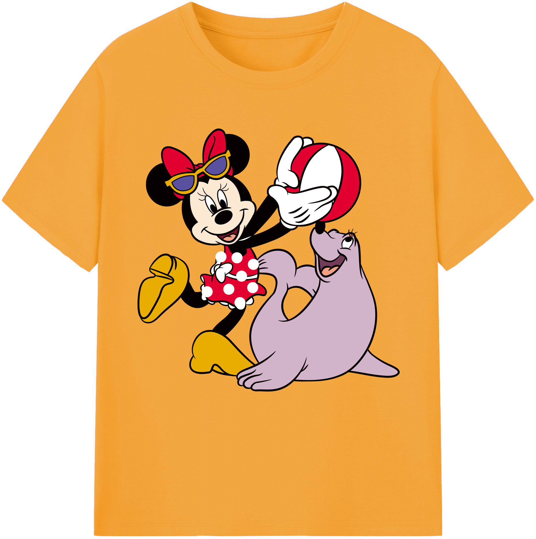 （画像用） ミッキーマウス Mickey Mouse レディースカジュアルプリントTシャツ（綿100％）