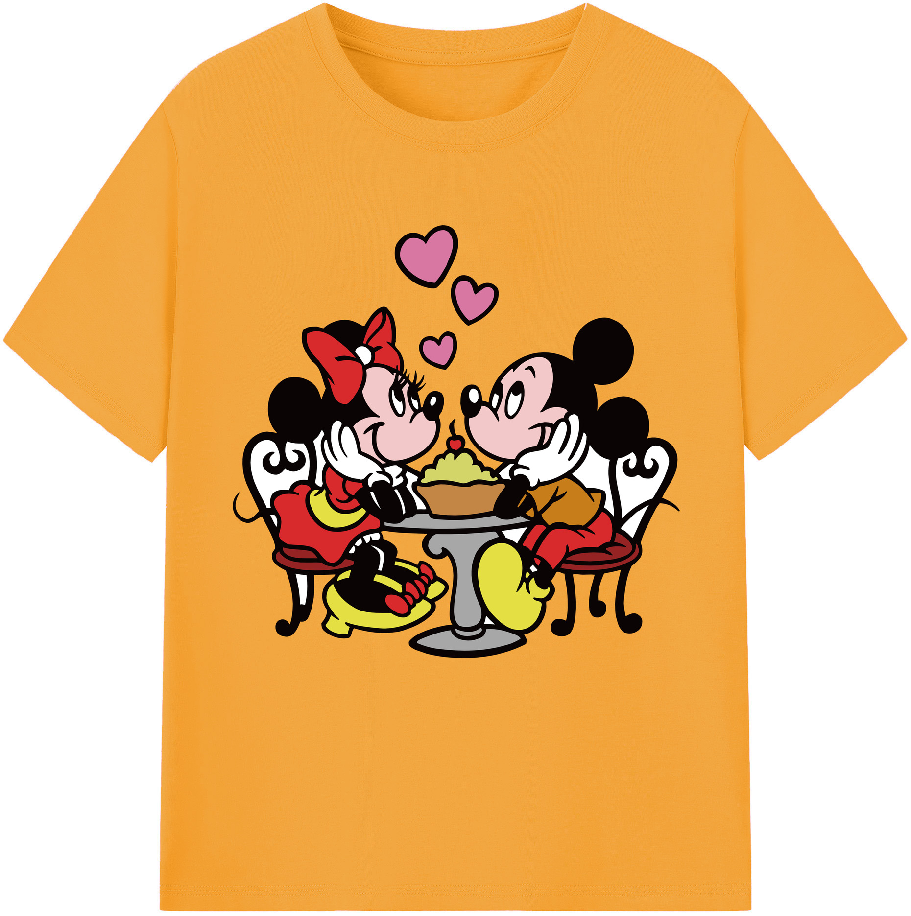 （画像用） ミッキーマウス Mickey Mouse レディースカジュアルプリントTシャツ（綿100％）