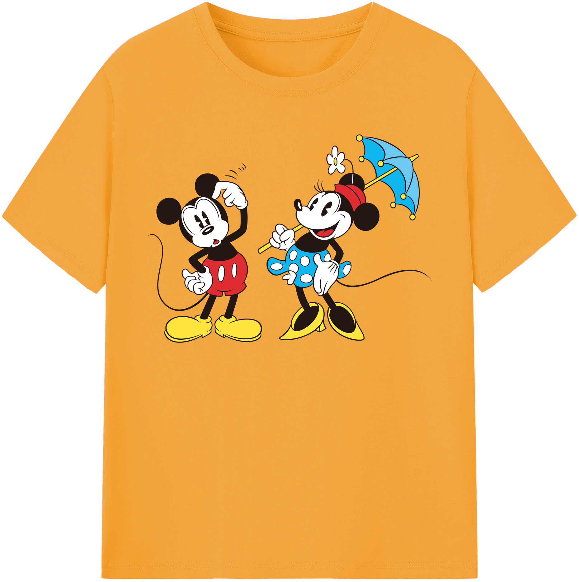 （画像用） ミッキーマウス Mickey Mouse レディースカジュアルプリントTシャツ（綿100％）