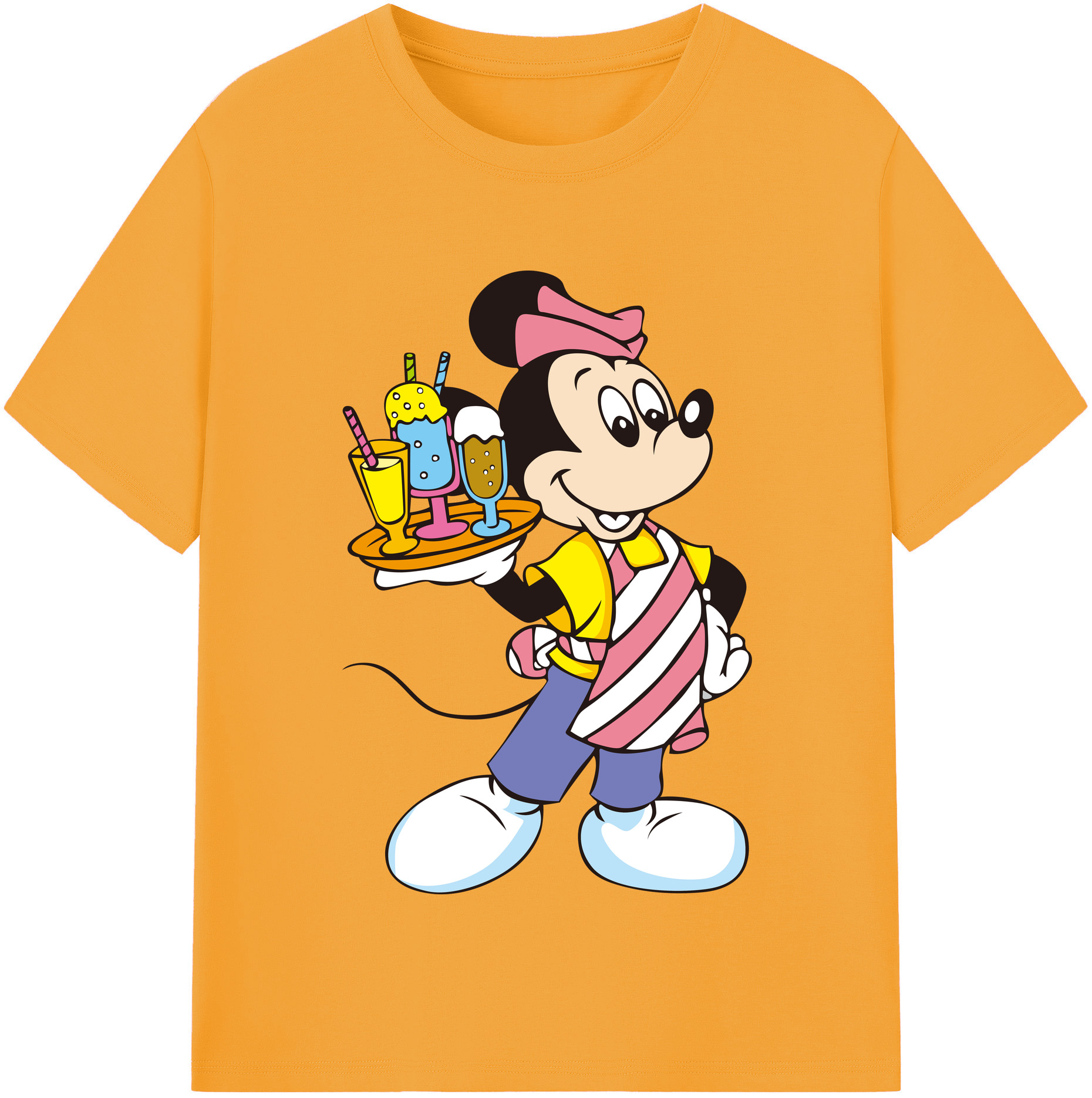 （画像用） ミッキーマウス Mickey Mouse レディースカジュアルプリントTシャツ（綿100％）