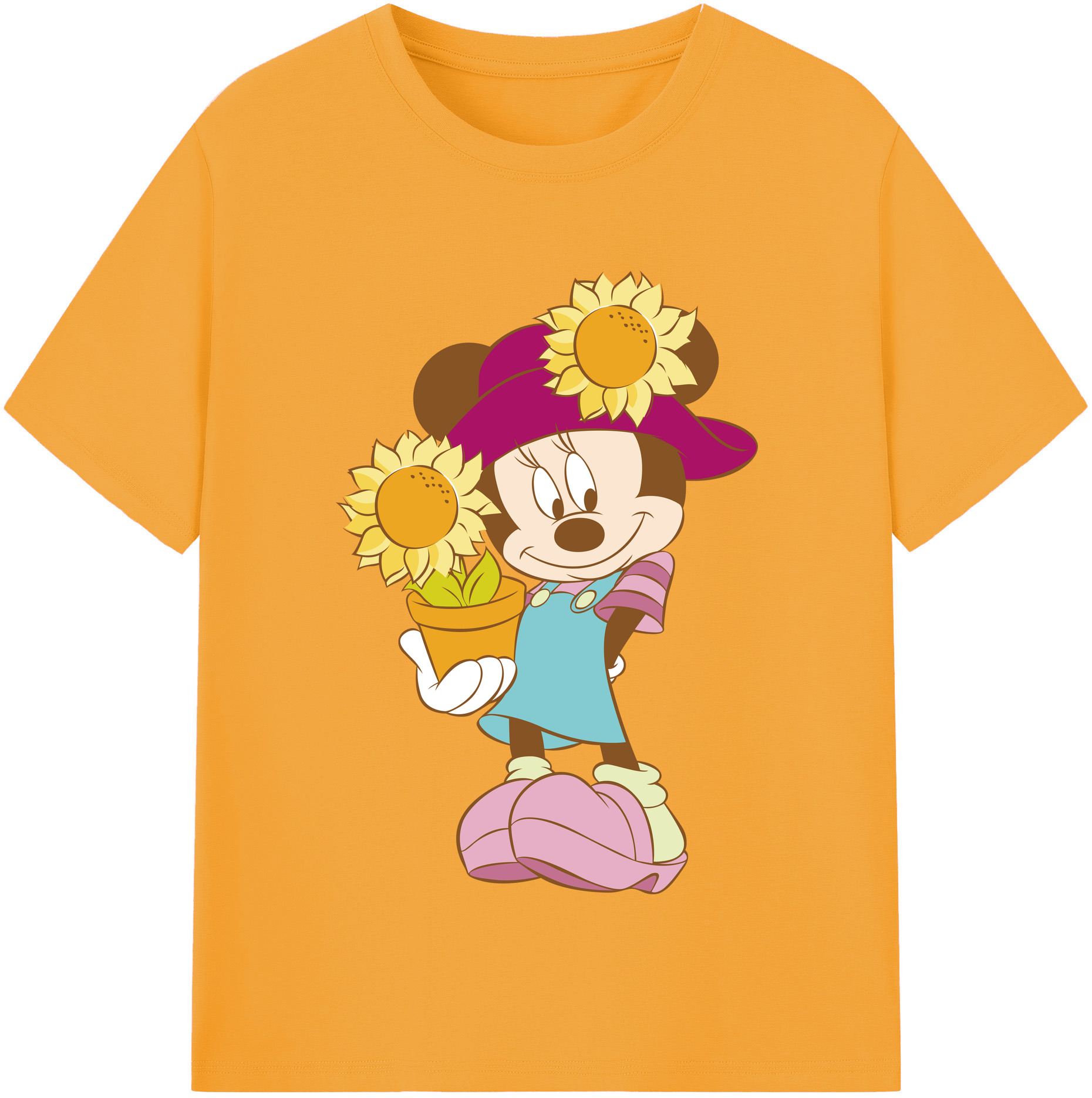 （画像用） ミッキーマウス Mickey Mouse レディースカジュアルプリントTシャツ（綿100％）