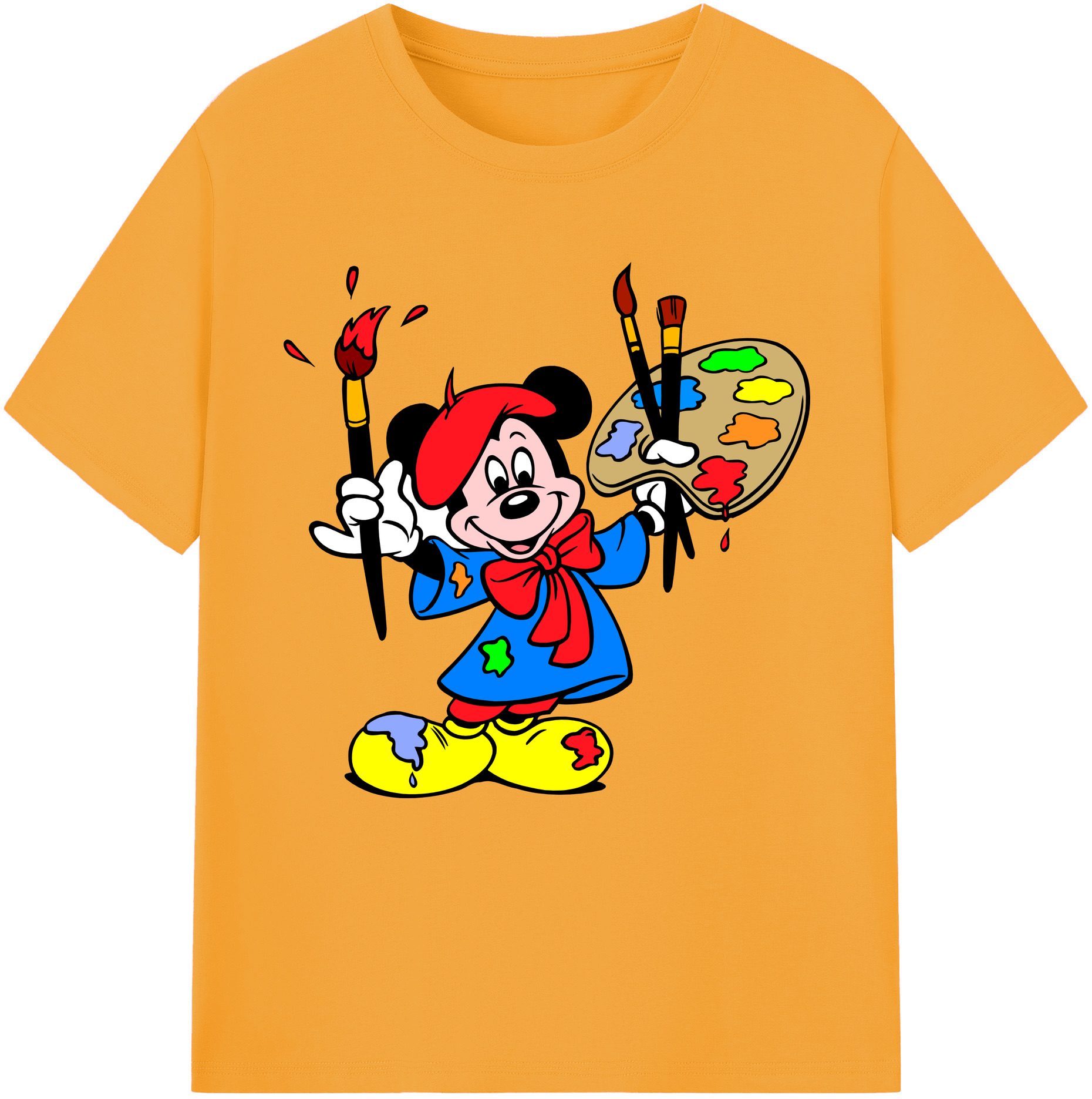 （画像用） ミッキーマウス Mickey Mouse レディースカジュアルプリントTシャツ（綿100％）