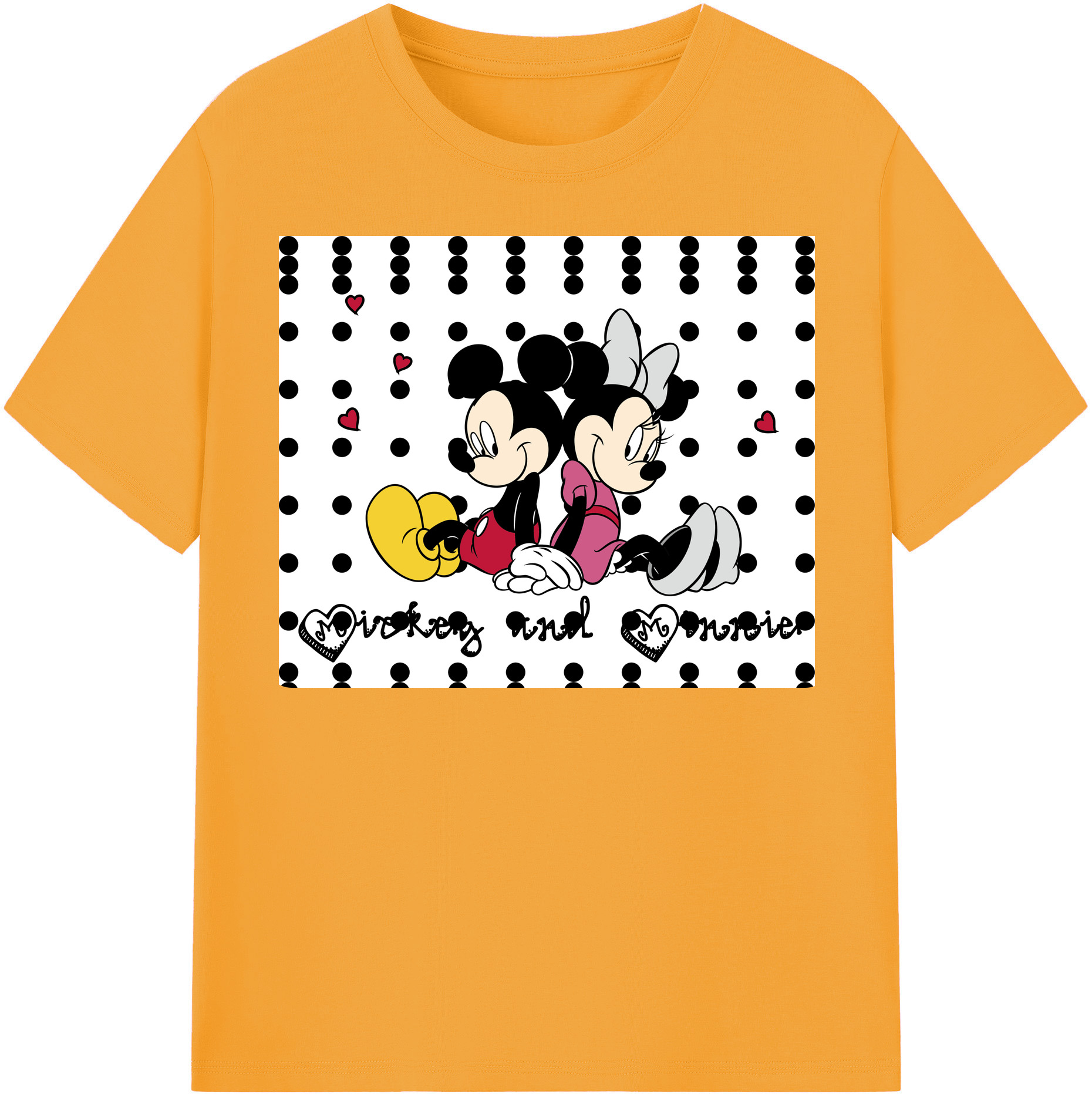 （画像用） ミッキーマウス Mickey Mouse レディースカジュアルプリントTシャツ（綿100％）