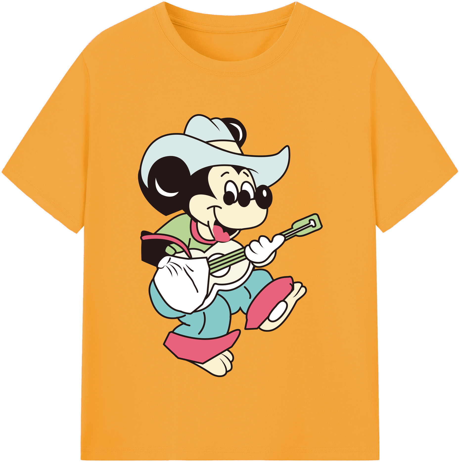 （画像用） ミッキーマウス Mickey Mouse レディースカジュアルプリントTシャツ（綿100％）