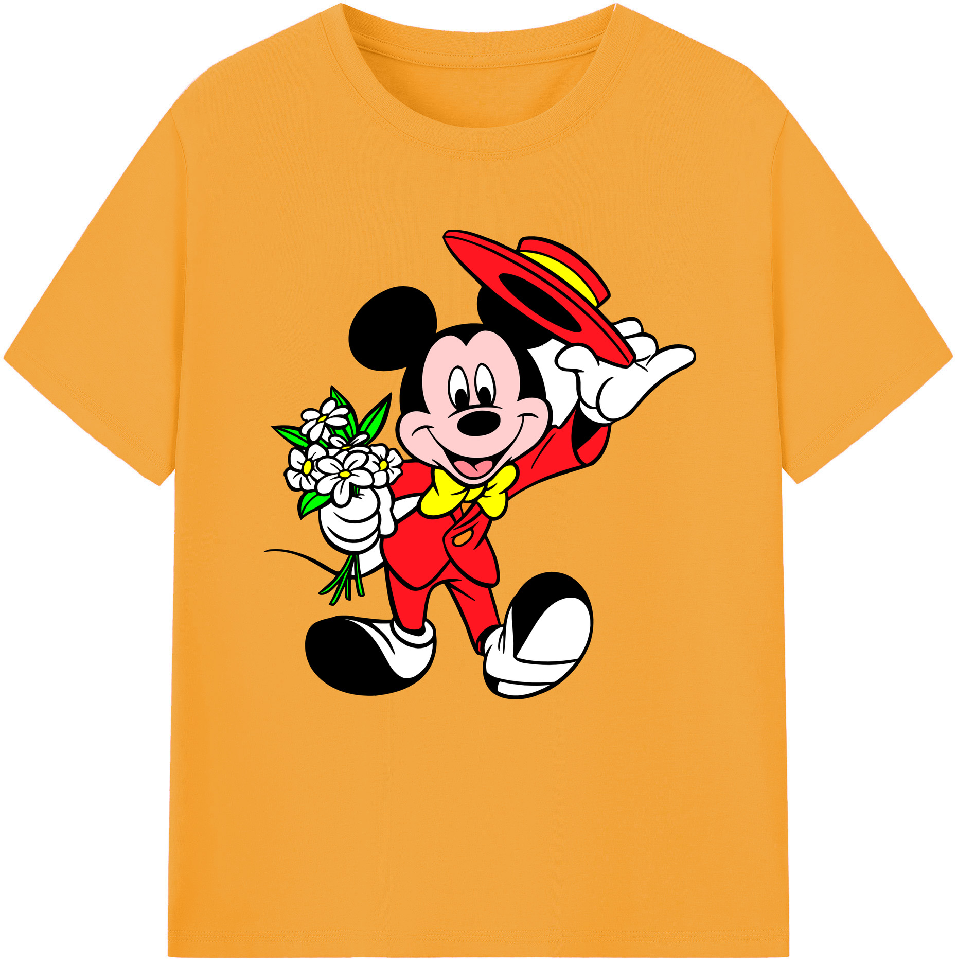 （画像用） ミッキーマウス Mickey Mouse レディースカジュアルプリントTシャツ（綿100％）