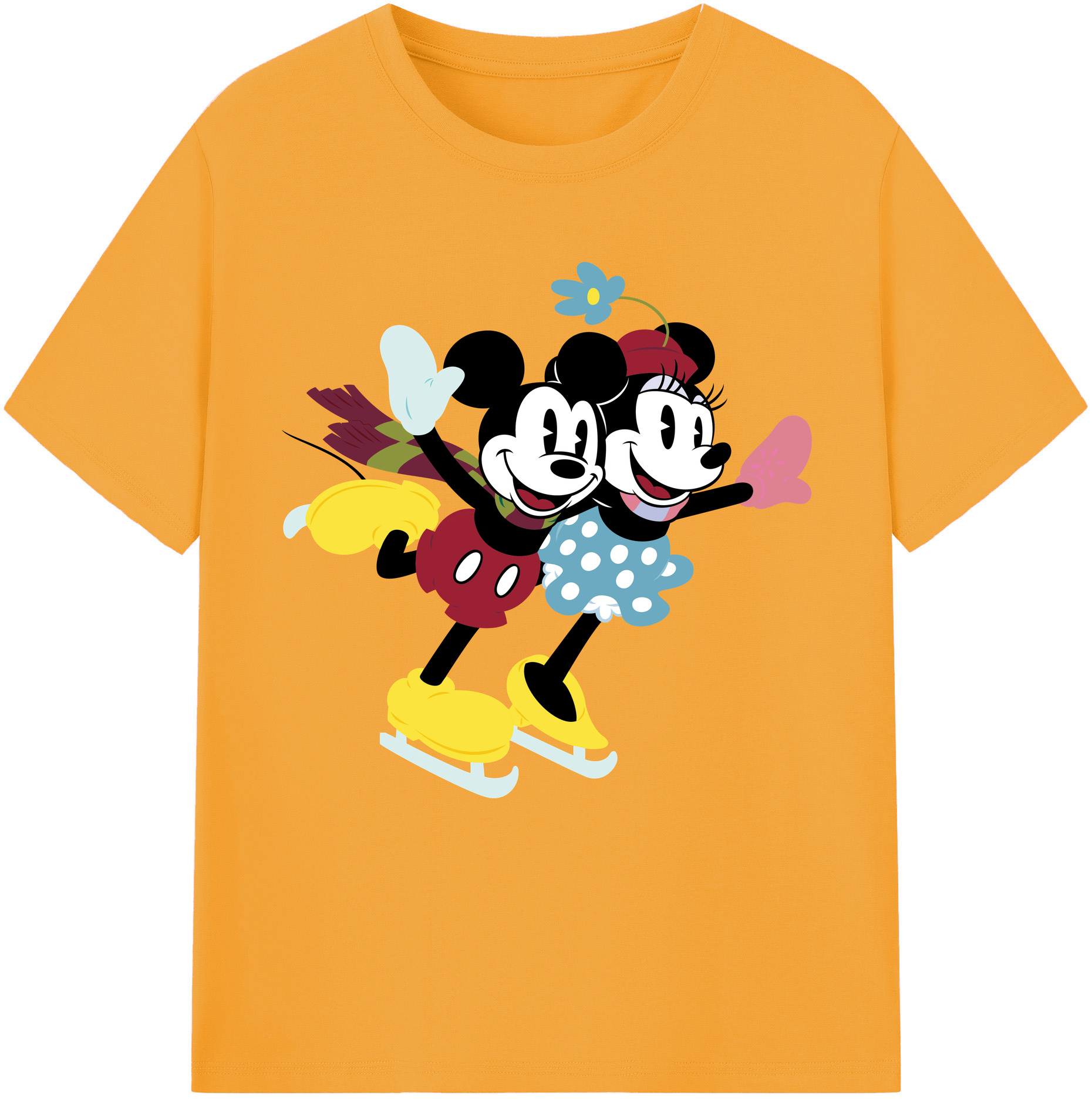 （画像用） ミッキーマウス Mickey Mouse レディースカジュアルプリントTシャツ（綿100％）