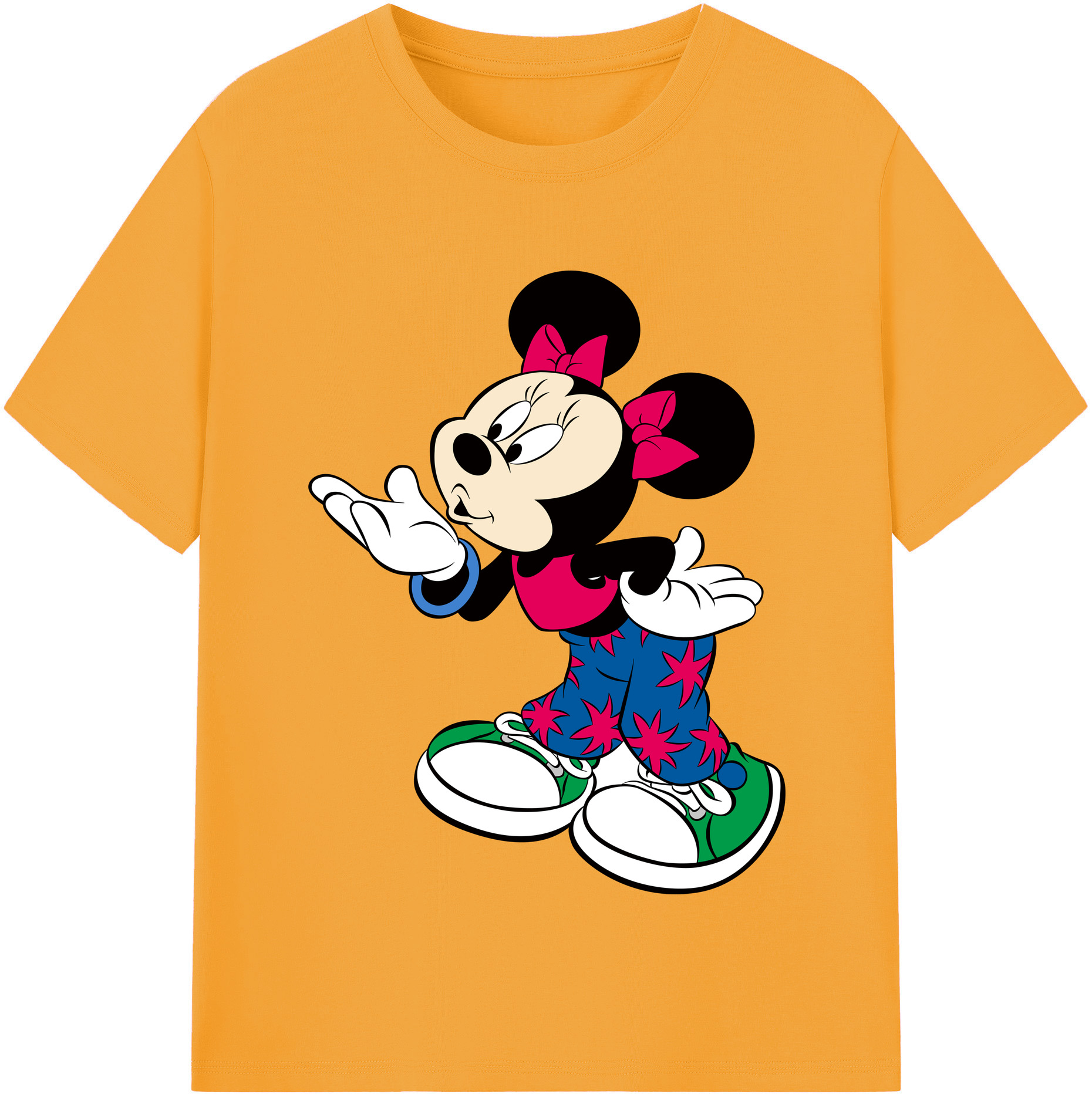 （画像用） ミッキーマウス Mickey Mouse レディースカジュアルプリントTシャツ（綿100％）