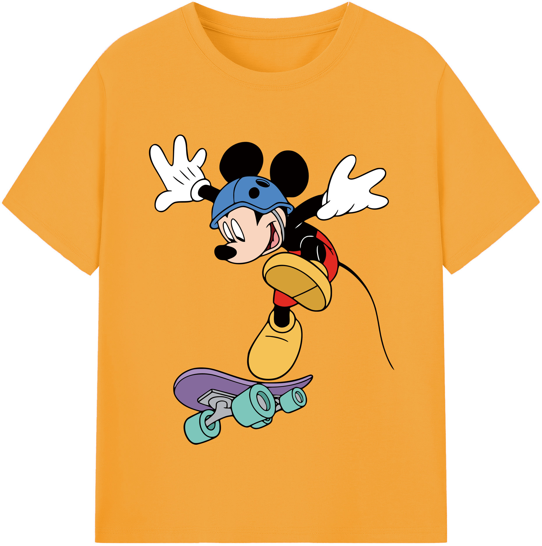 （画像用） ミッキーマウス Mickey Mouse レディースカジュアルプリントTシャツ（綿100％）
