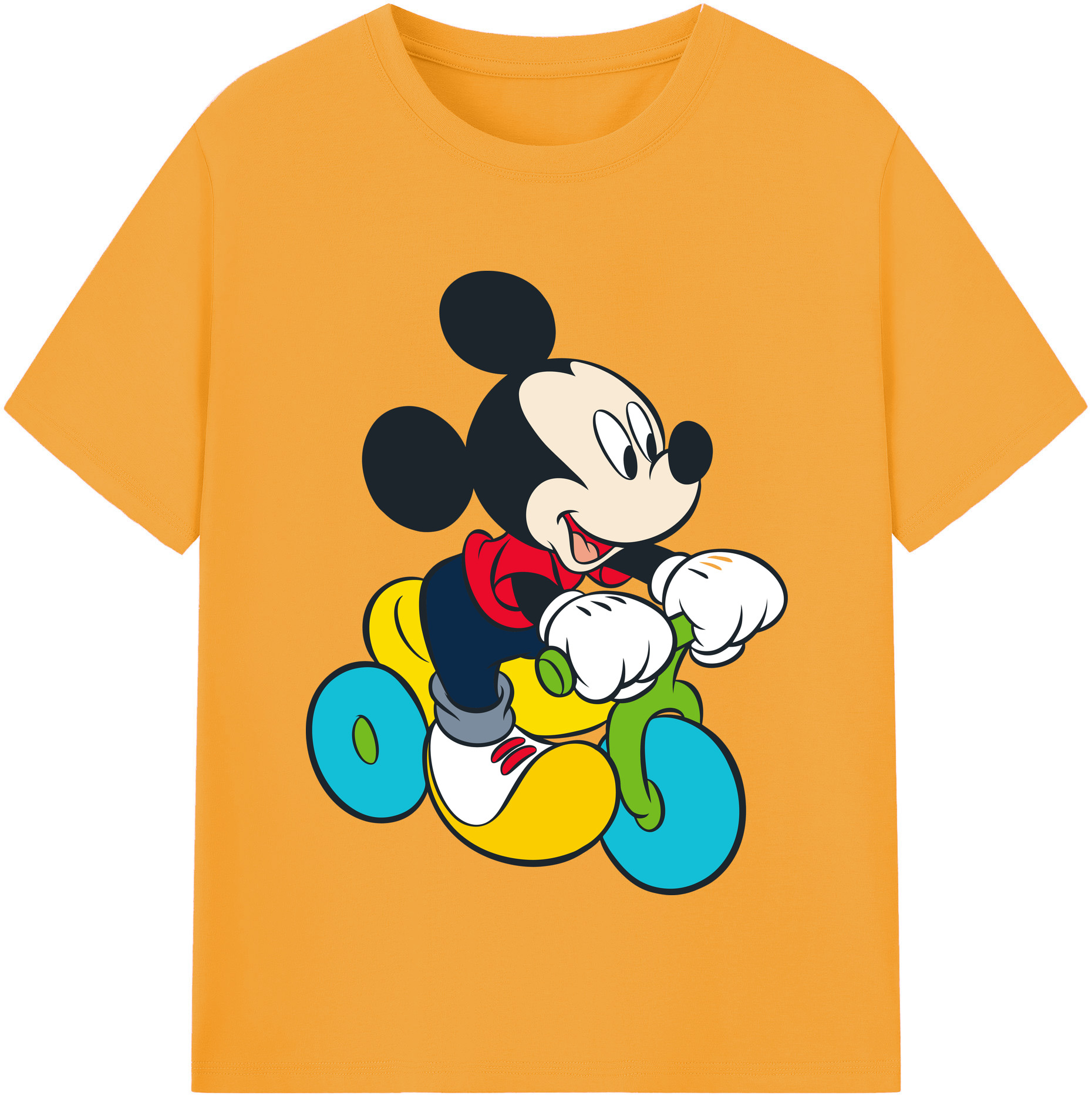 （画像用） ミッキーマウス Mickey Mouse レディースカジュアルプリントTシャツ（綿100％）