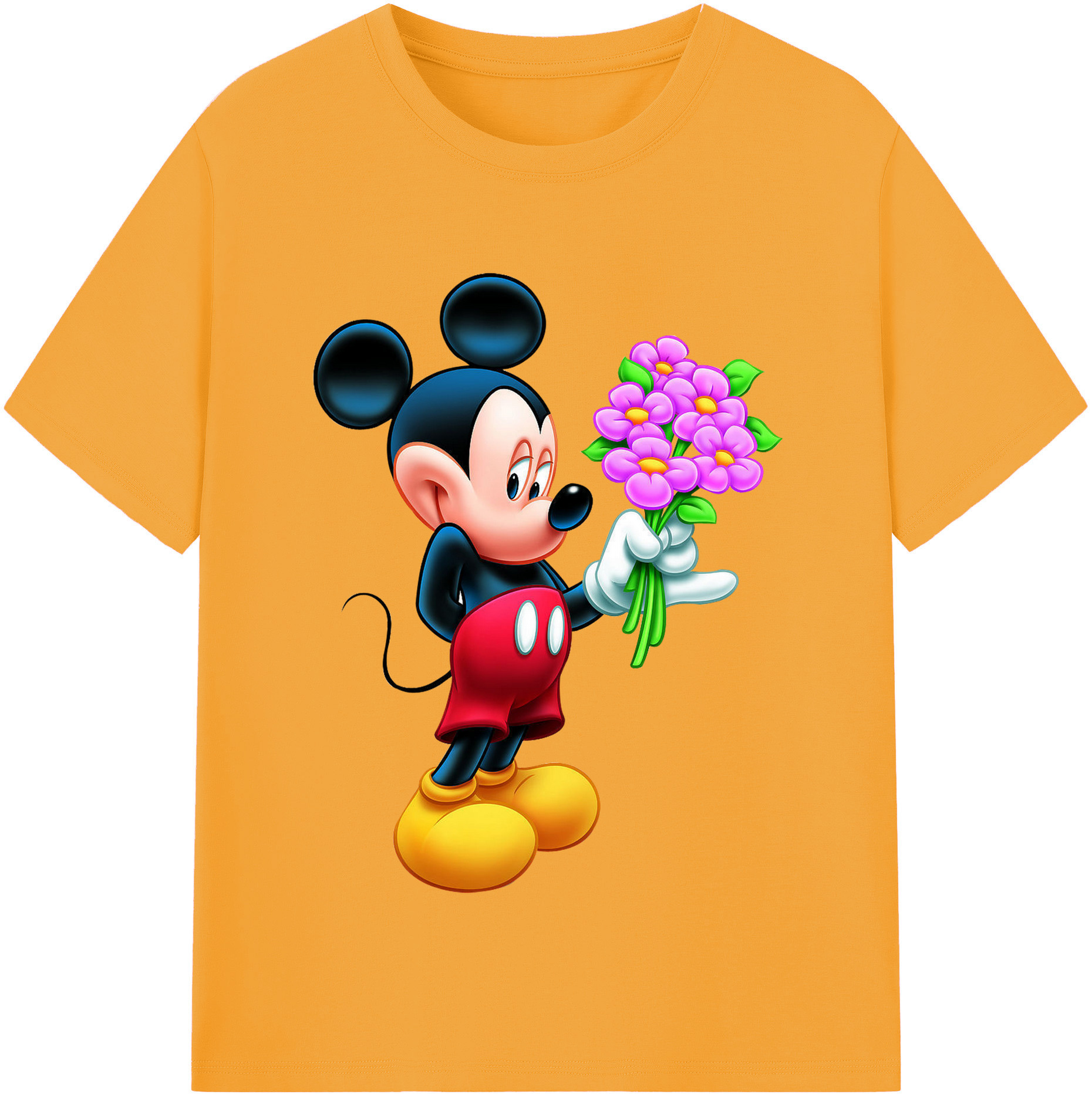 （画像用） ミッキーマウス Mickey Mouse レディースカジュアルプリントTシャツ（綿100％）