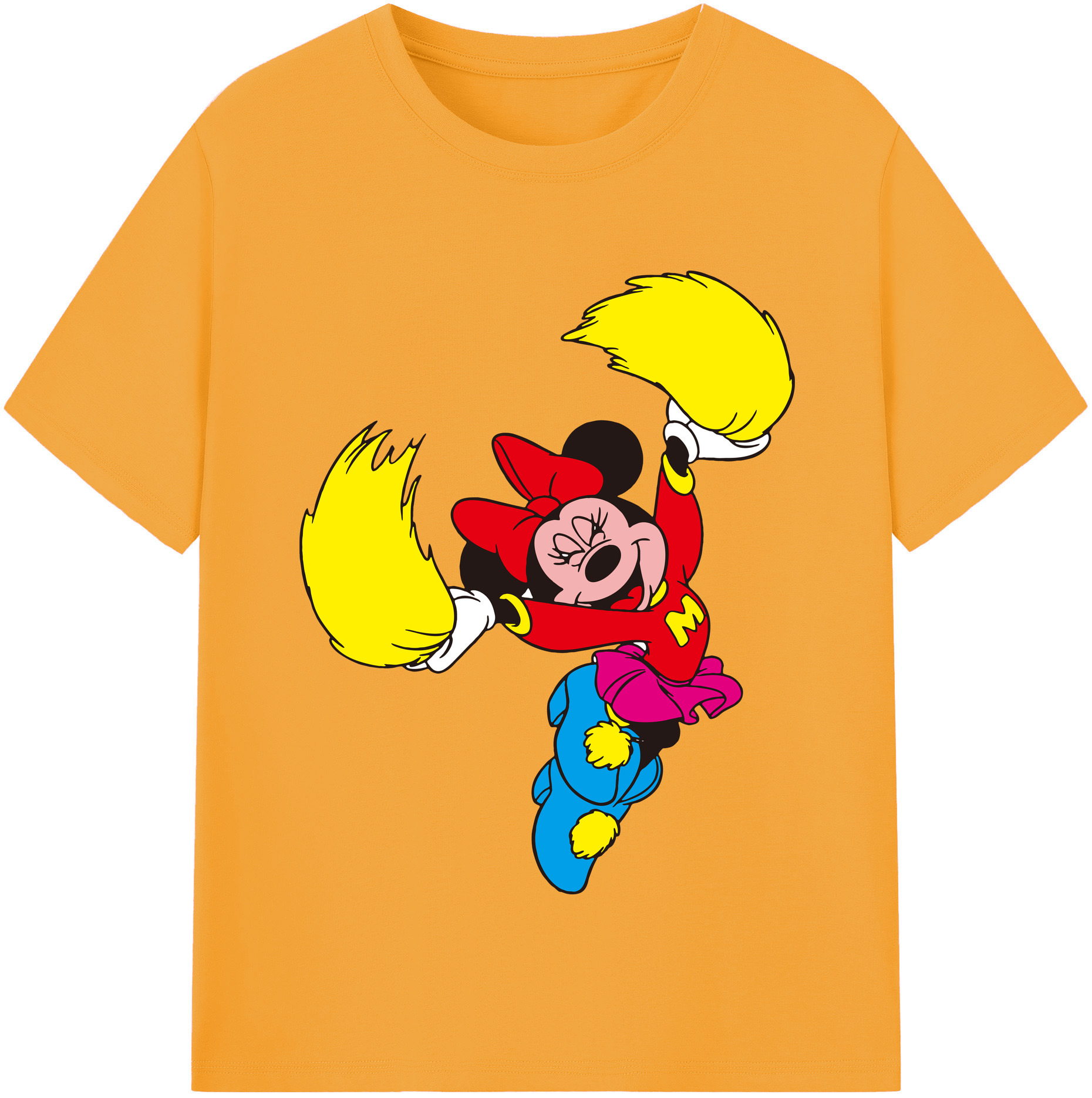 （画像用） ミッキーマウス Mickey Mouse レディースカジュアルプリントTシャツ（綿100％）