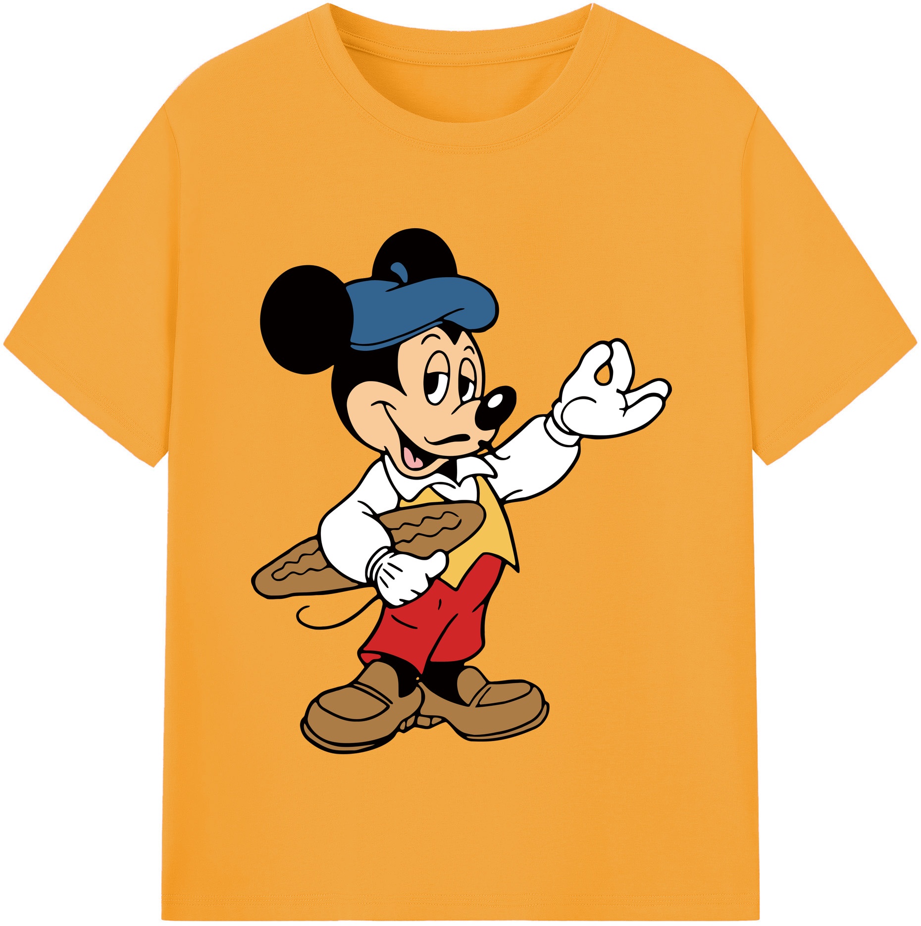 （画像用） ミッキーマウス Mickey Mouse レディースカジュアルプリントTシャツ（綿100％）