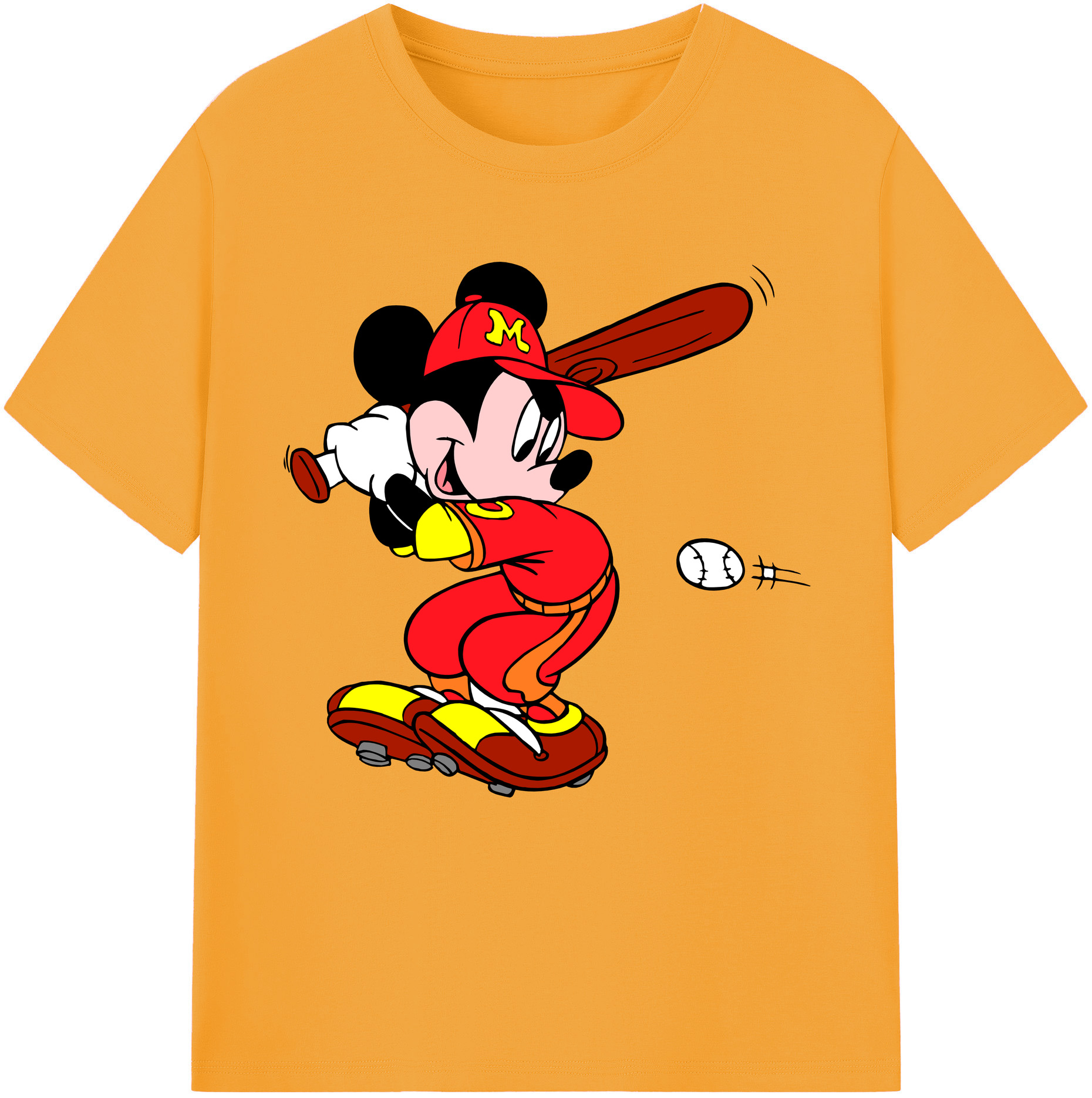 （画像用） ミッキーマウス Mickey Mouse レディースカジュアルプリントTシャツ（綿100％）