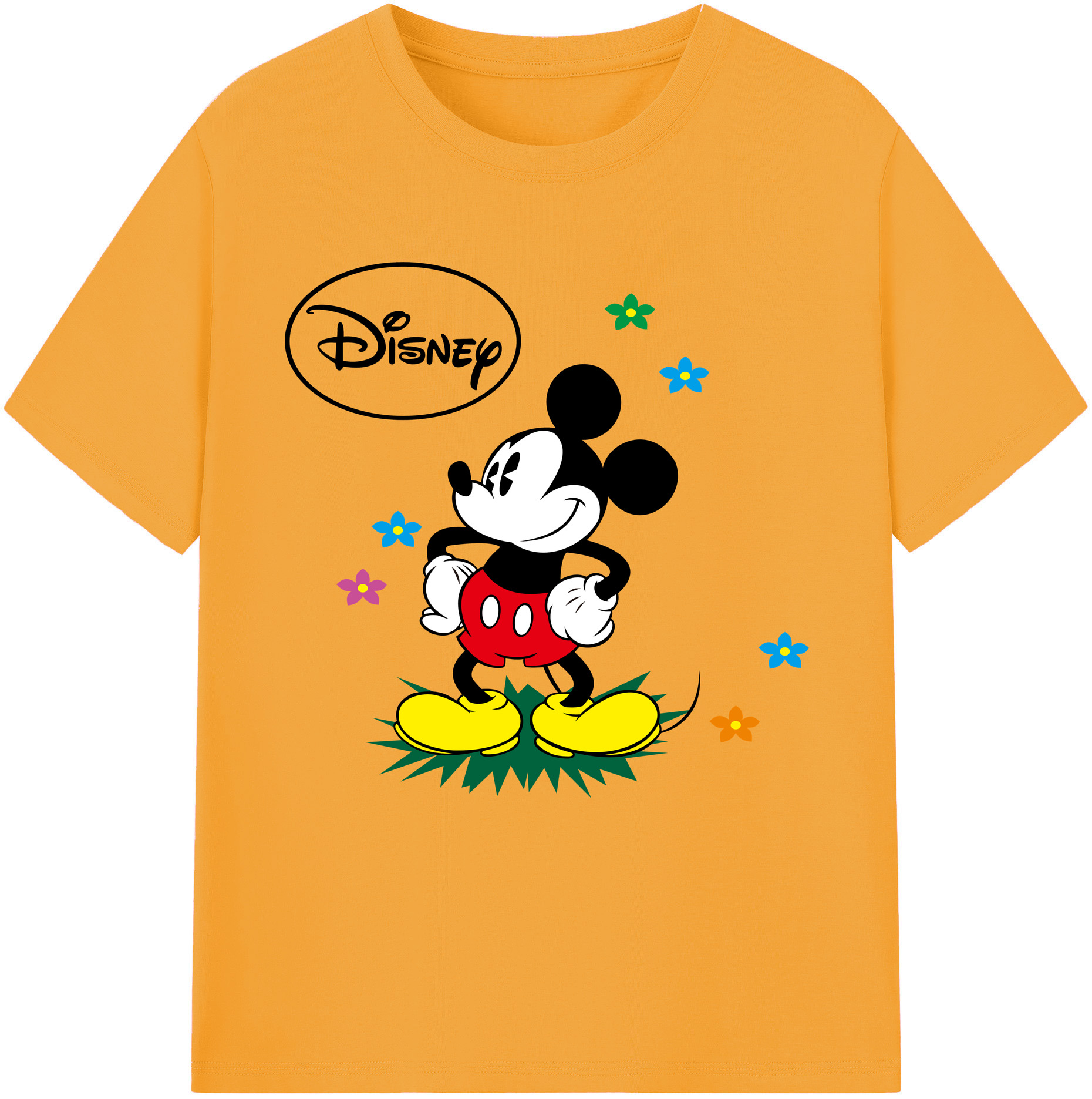（画像用） ミッキーマウス Mickey Mouse レディースカジュアルプリントTシャツ（綿100％）