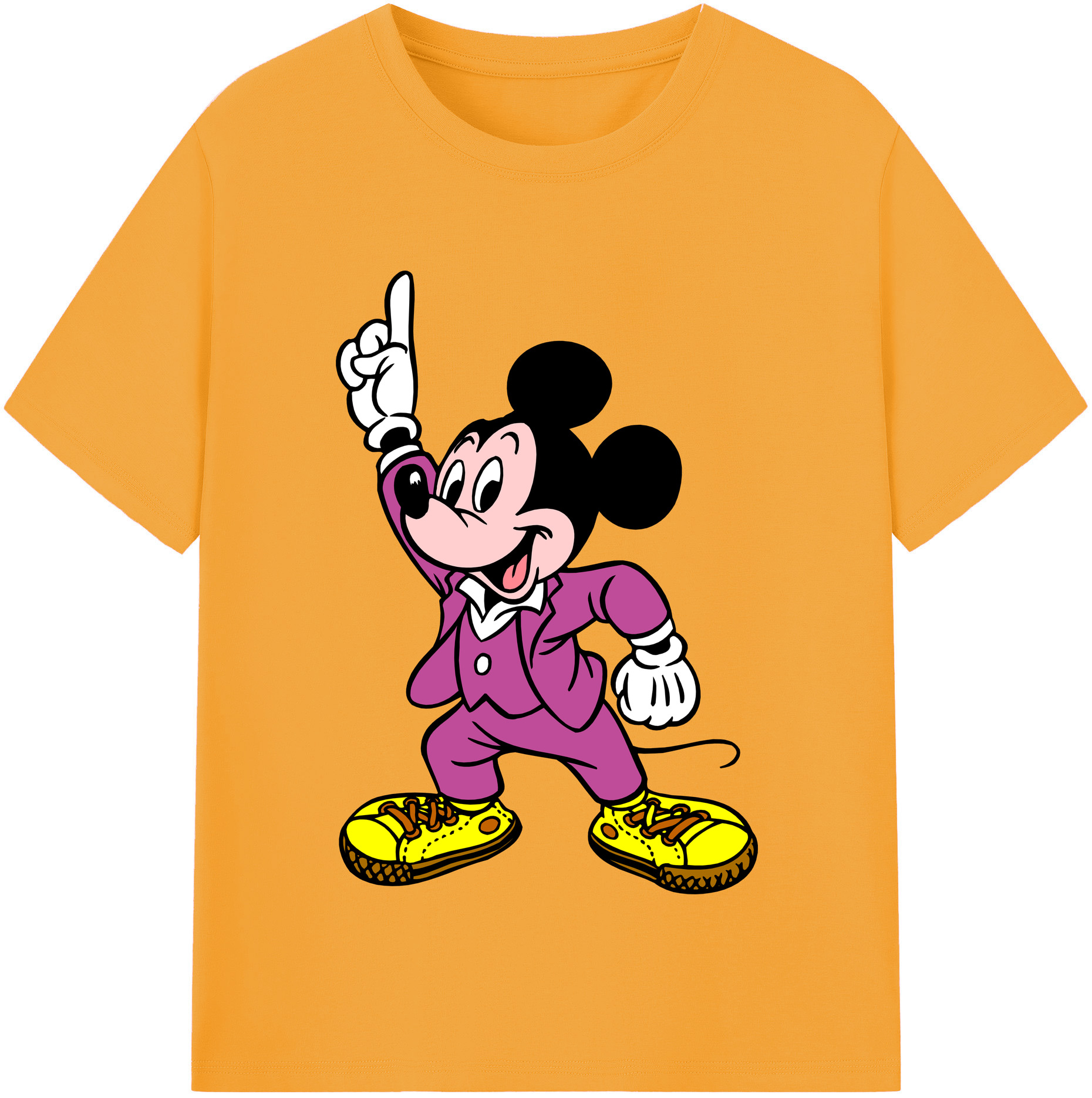 （画像用） ミッキーマウス Mickey Mouse レディースカジュアルプリントTシャツ（綿100％）
